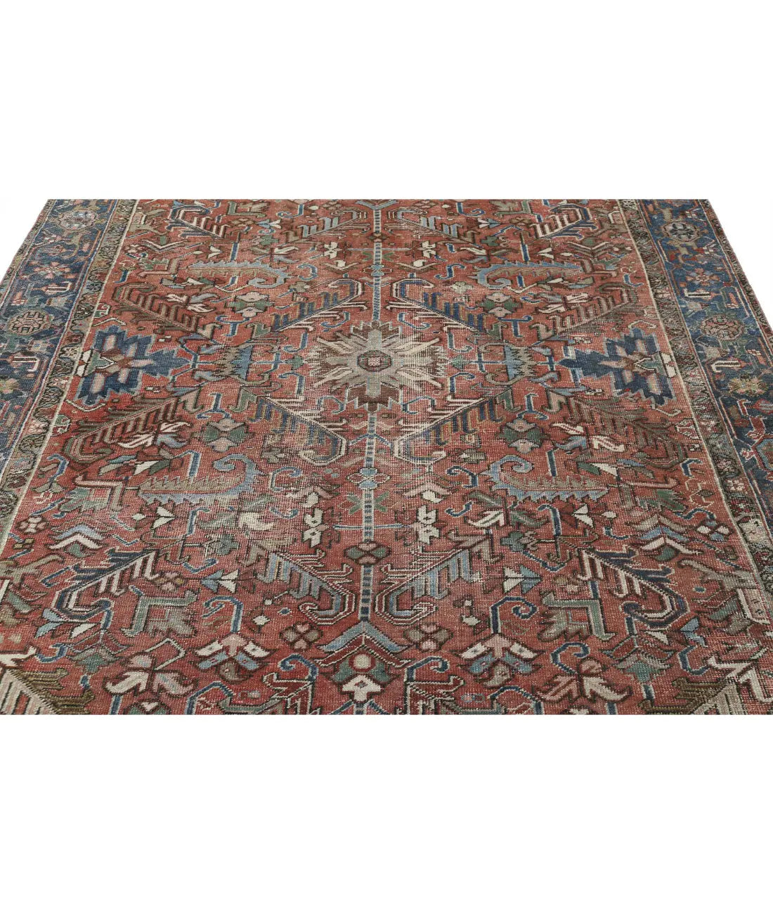 Hand Knotted Antique Persian Heriz Wool Rug - 7'3'' x 10'3'' - Arteverk Rugs Area rug