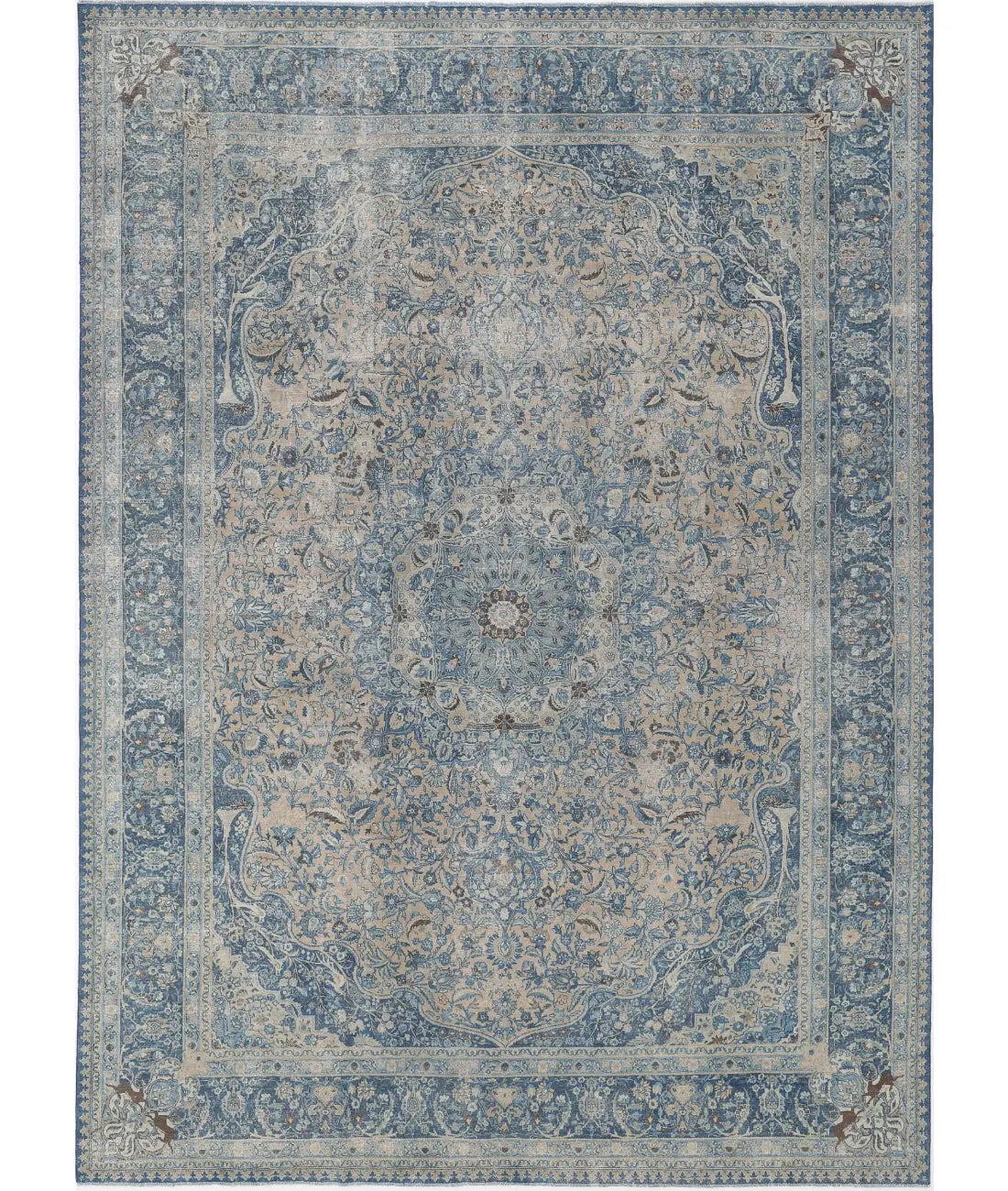 Hand Knotted Antique Persian Tabriz Wool Rug - 11&#39;1&#39;&#39; x 14&#39;9&#39;&#39; - Arteverk Rugs Area rug