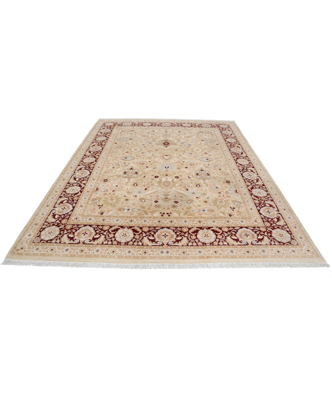 Hand Knotted Heritage Fine Persian Style Wool Rug - 8'1'' x 10'5'' 8'1'' x 10'5'' (243 X 313) / Beige / Burgundy