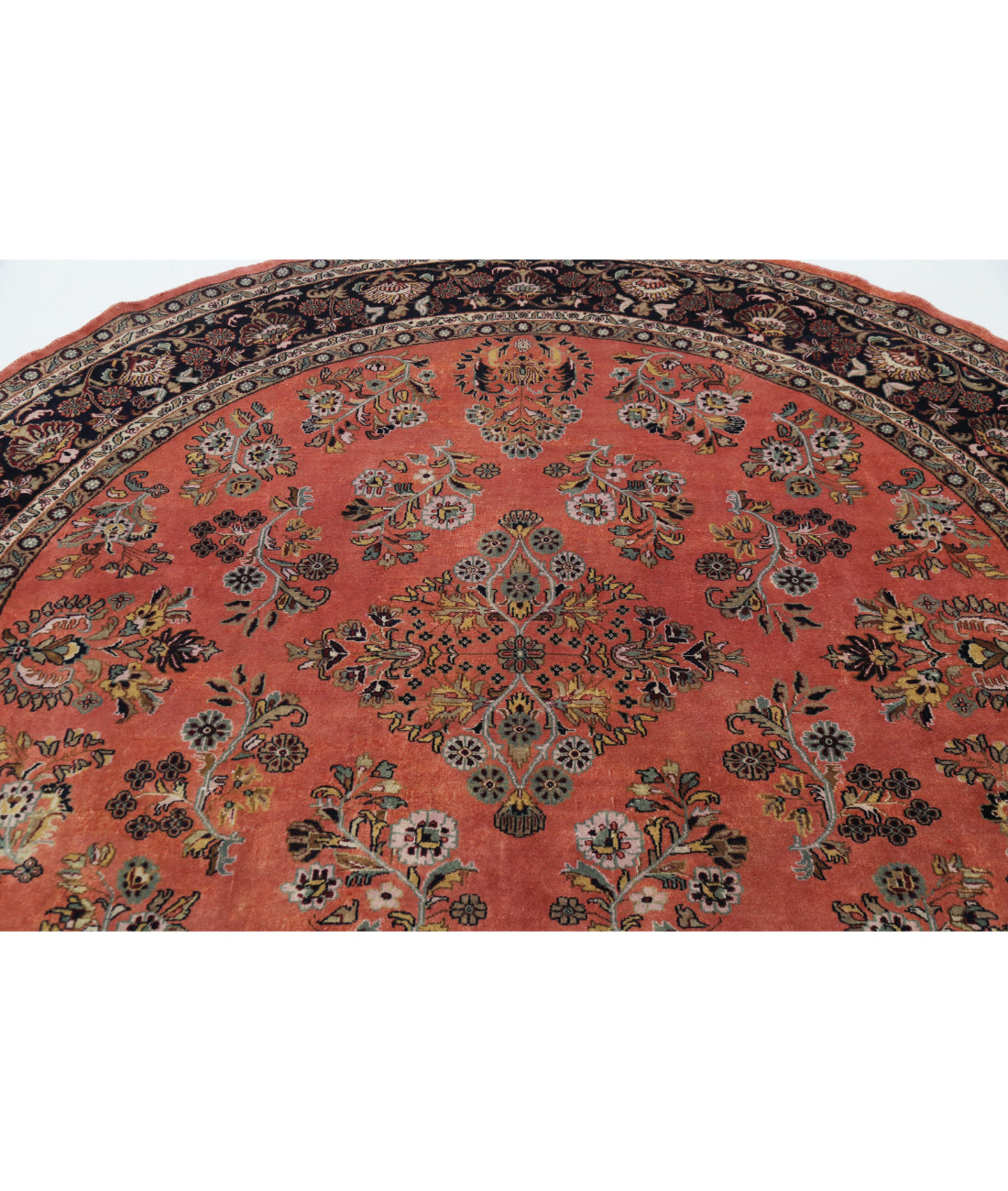 Hand Knotted Heritage Persian Style Wool Rug - 7'8'' x 7'10'' 7'8'' x 7'10'' (230 X 235) / Pink / Blue
