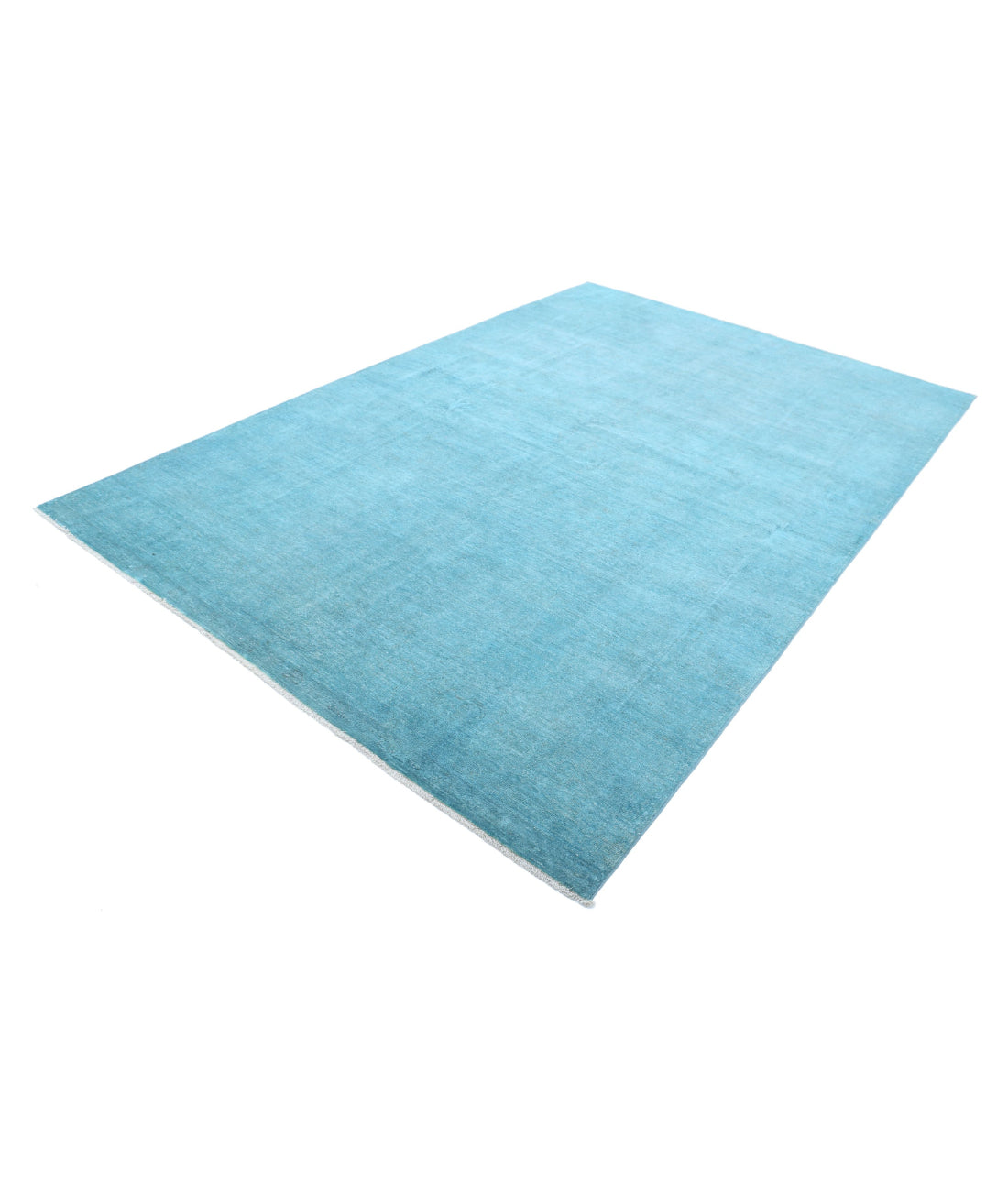 Hand Knotted Overdye Wool Rug - 6'9'' x 9'9'' 6'9'' x 9'9'' (203 X 293) / Teal / Teal