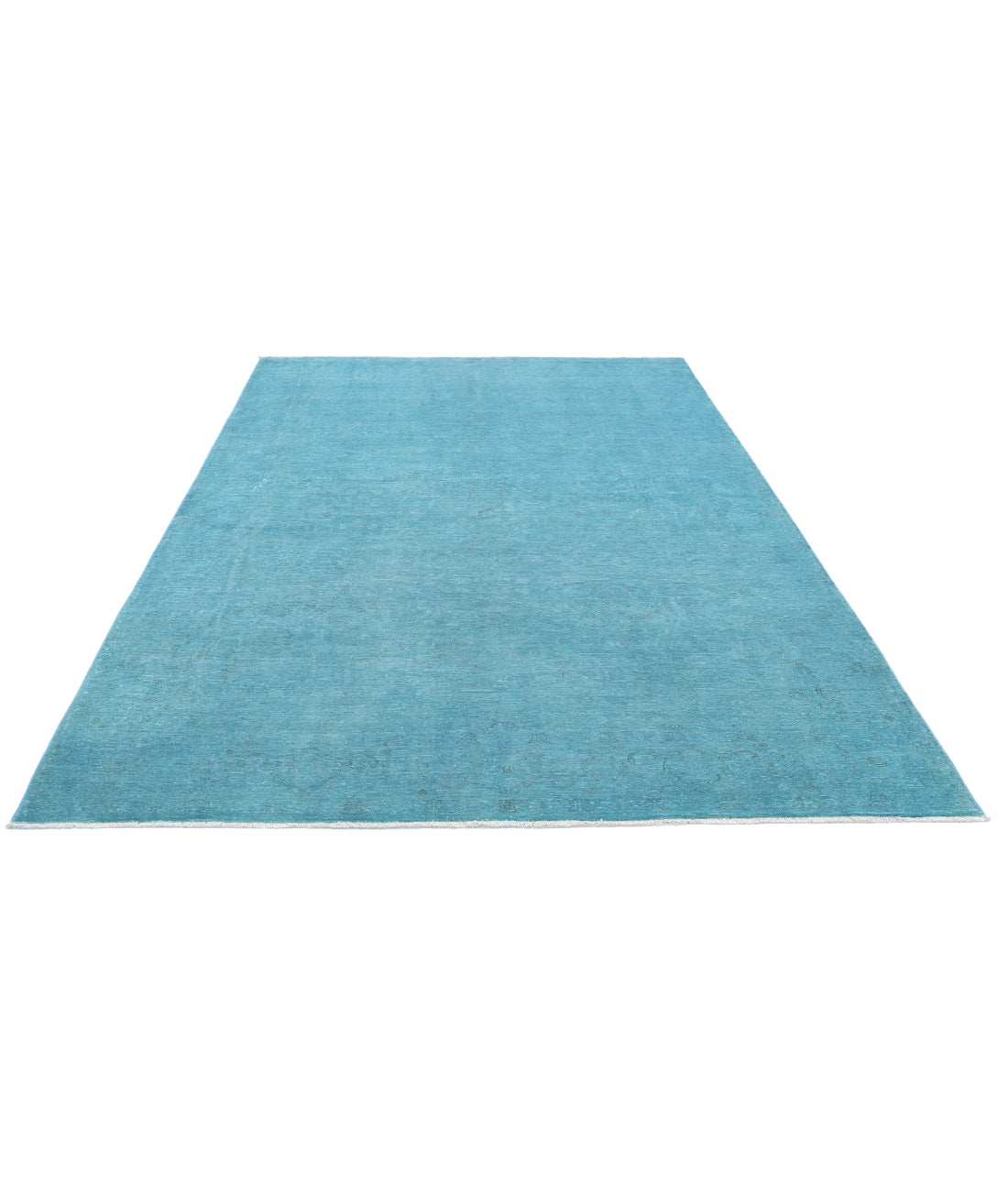 Hand Knotted Overdye Wool Rug - 6'9'' x 9'9'' 6'9'' x 9'9'' (203 X 293) / Teal / Teal