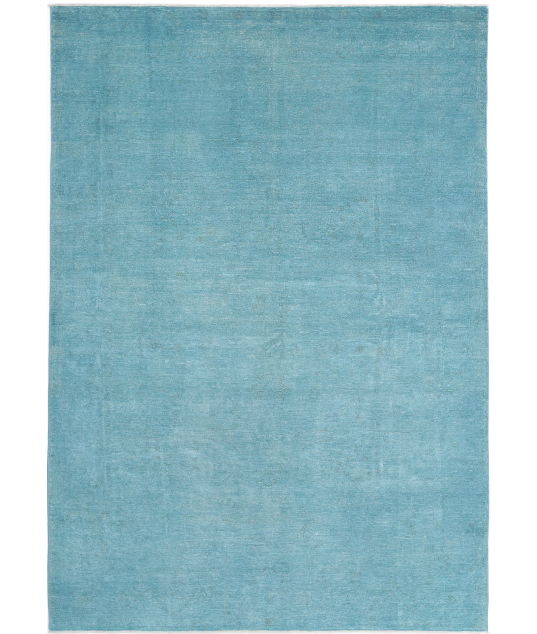 Hand Knotted Overdye Wool Rug - 6&#39;9&#39;&#39; x 9&#39;9&#39;&#39; 6&#39;9&#39;&#39; x 9&#39;9&#39;&#39; (203 X 293) / Teal / Teal