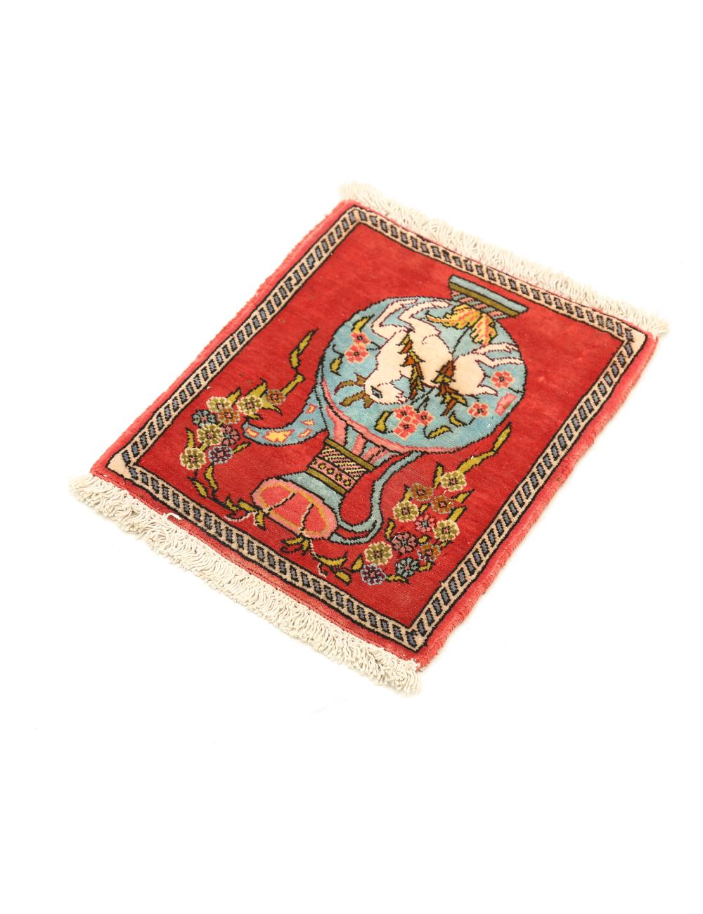 Hand Knotted Antique Masterpiece Persian Qum Wool Rug - 1'0'' x 1'2'' Arteverk Arteverk Rugs
