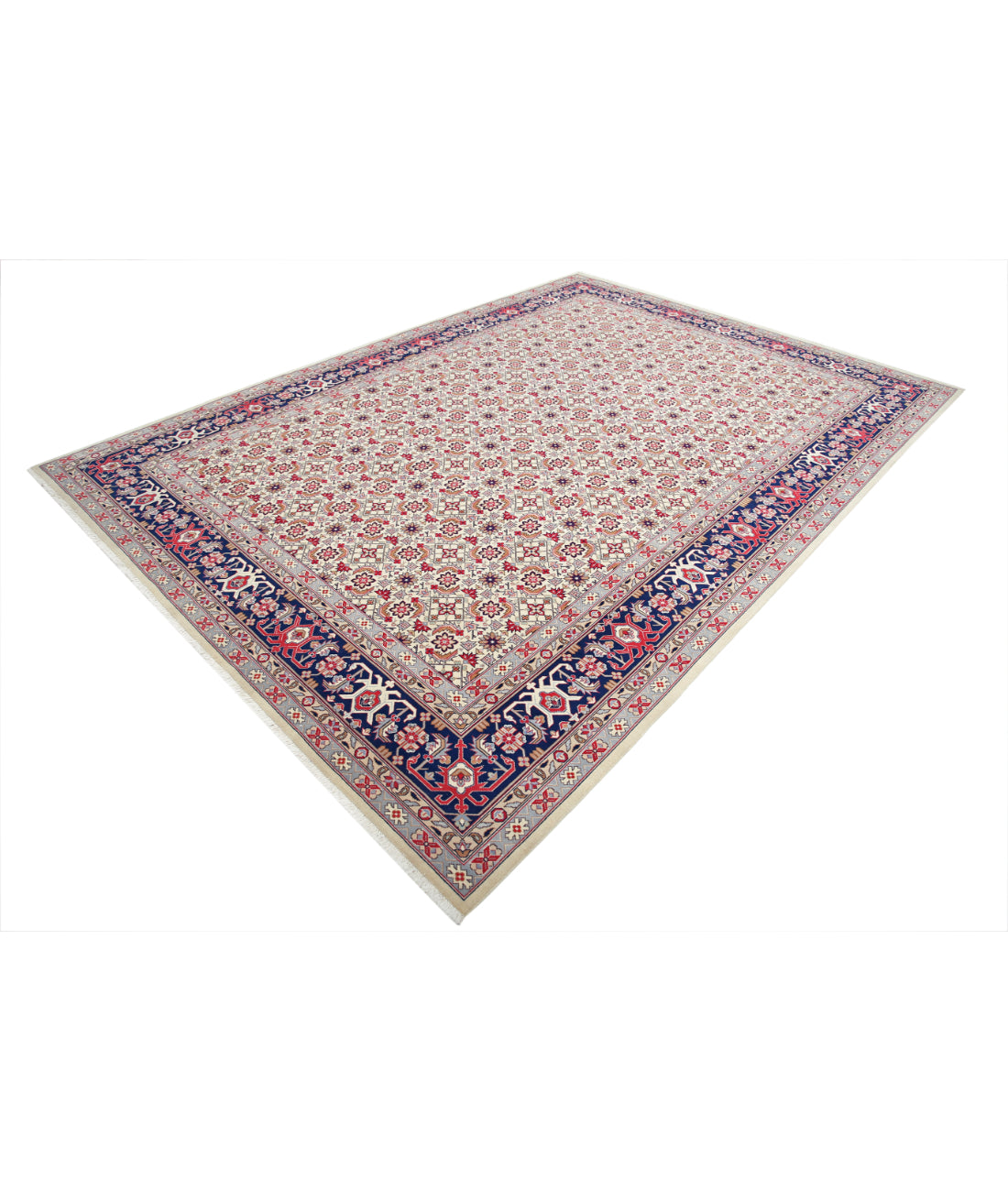 Hand Knotted Heritage Fine Persian Style Wool Rug - 8'1'' x 11'5'' 8' 1" X 11' 5" (246 X 348) / Ivory / Blue