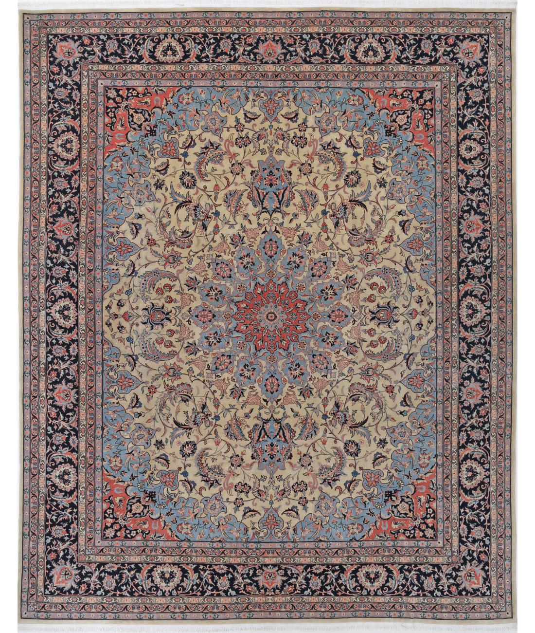 Hand Knotted Heritage Fine Persian Style Wool Rug - 11'11'' x 14'10'' 11' 11" X 14' 10" (363 X 452) / Ivory / Blue