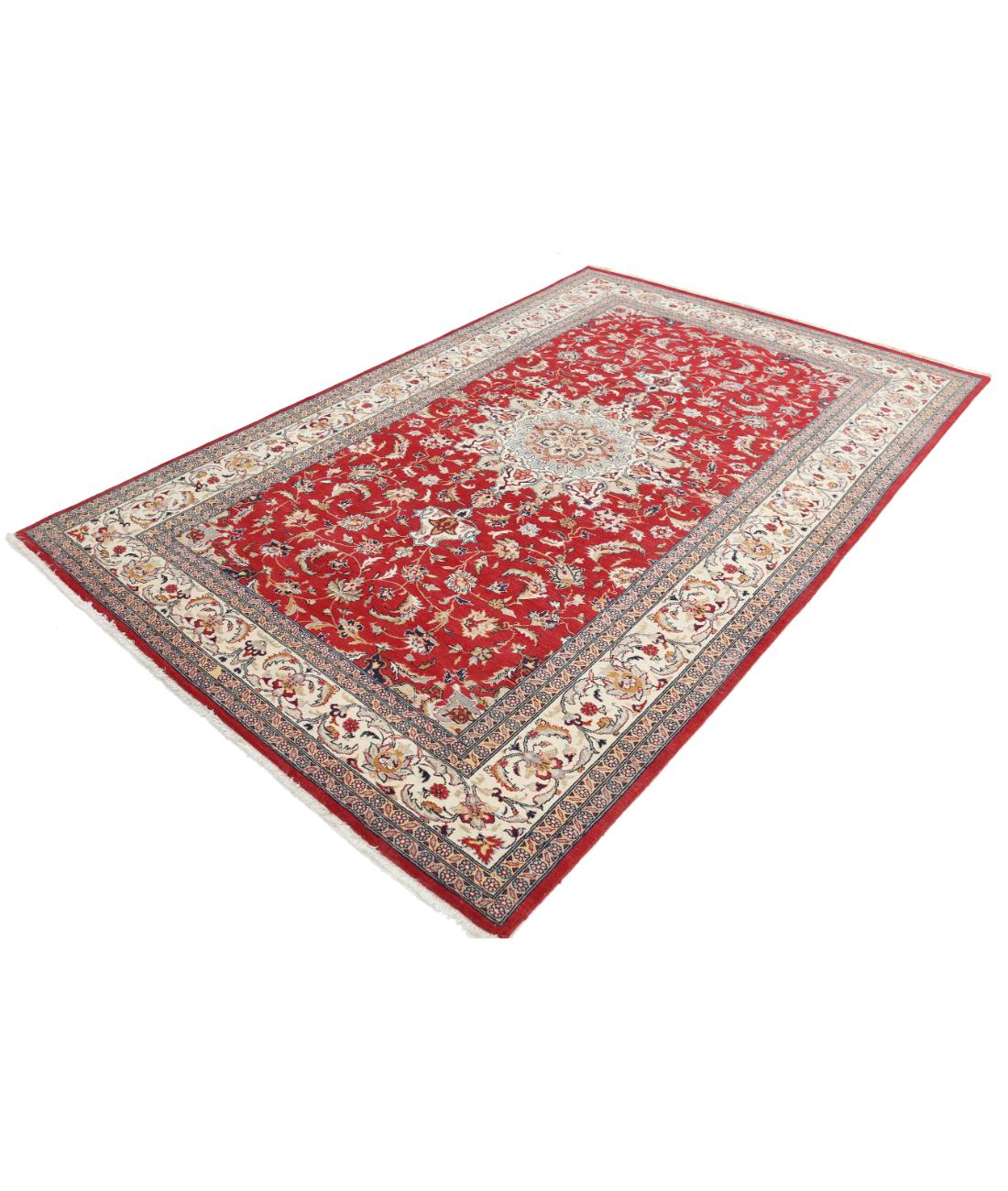 Hand Knotted Heritage Fine Persian Style Wool Rug - 6'0'' x 9'3'' 6' 0" X 9' 3" (183 X 282) / Red / Ivory