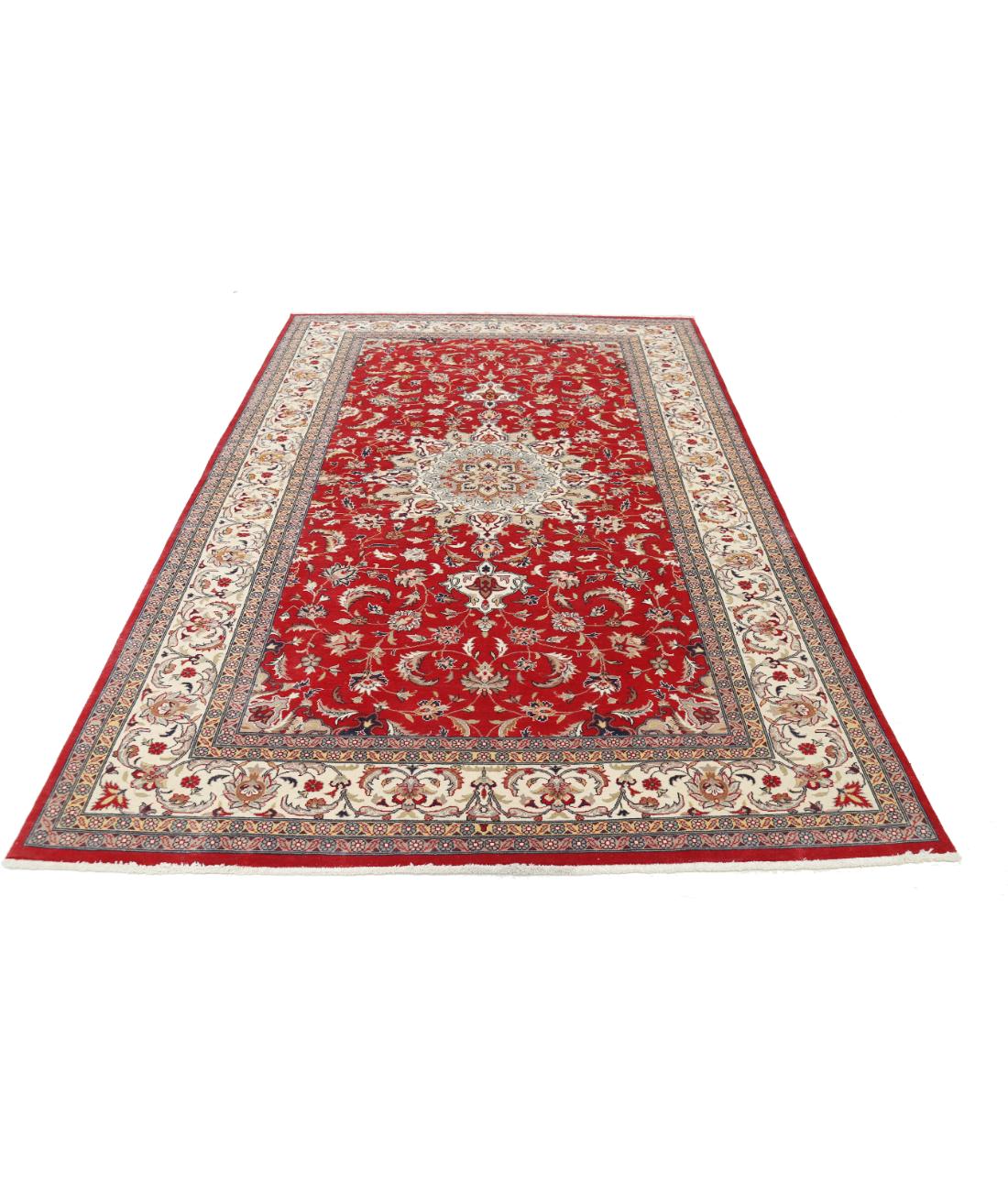 Hand Knotted Heritage Fine Persian Style Wool Rug - 6'0'' x 9'3'' 6' 0" X 9' 3" (183 X 282) / Red / Ivory