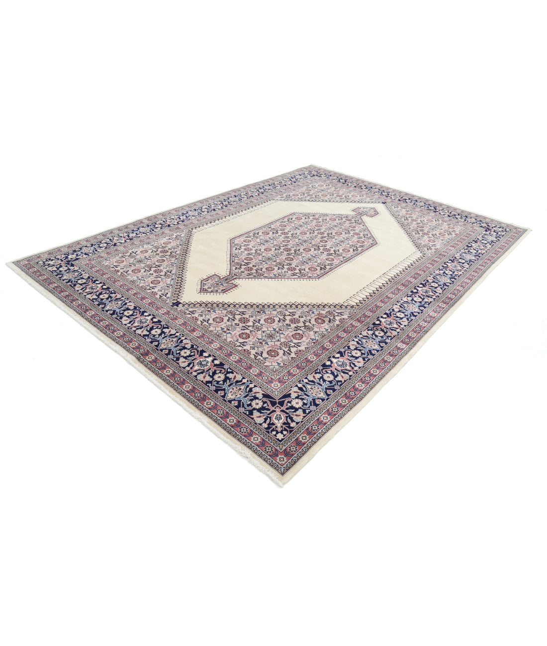 Hand Knotted Heritage Fine Persian Style Wool Rug - 7'11'' x 10'10'' 7' 11" X 10' 10" (241 X 330) / Ivory / Blue