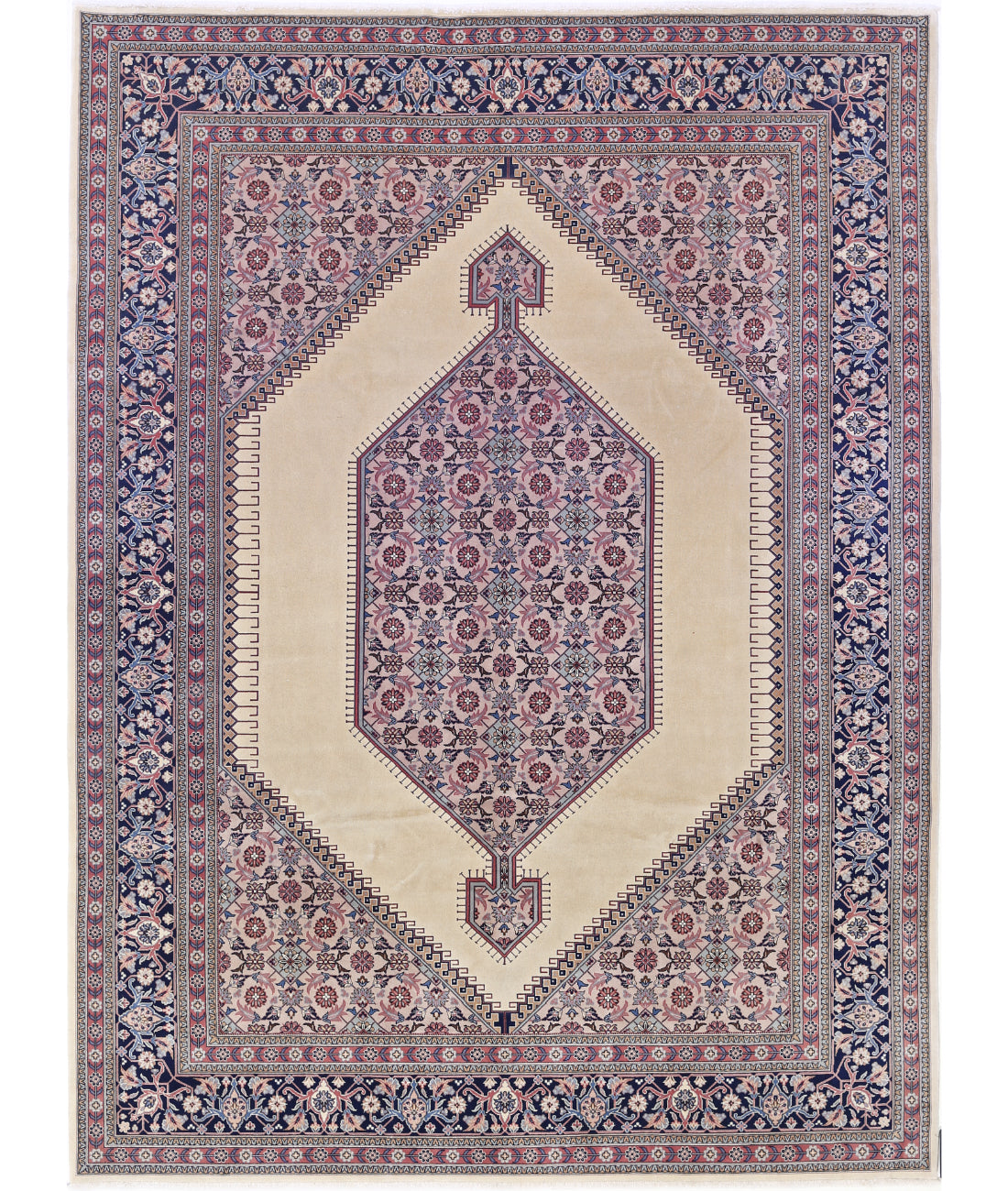 Hand Knotted Heritage Fine Persian Style Wool Rug - 7&#39;11&#39;&#39; x 10&#39;10&#39;&#39; 7&#39; 11&quot; X 10&#39; 10&quot; (241 X 330) / Ivory / Blue