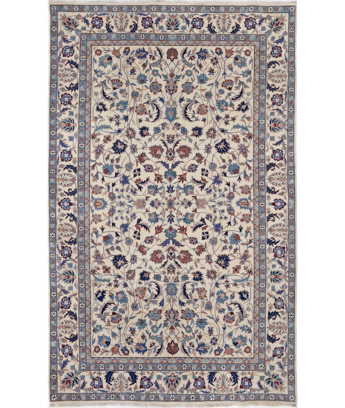 Hand Knotted Heritage Persian Style Wool Rug - 4'11'' x 8'0'' 4' 11" X 8' 0" (150 X 244) / Ivory / Blue