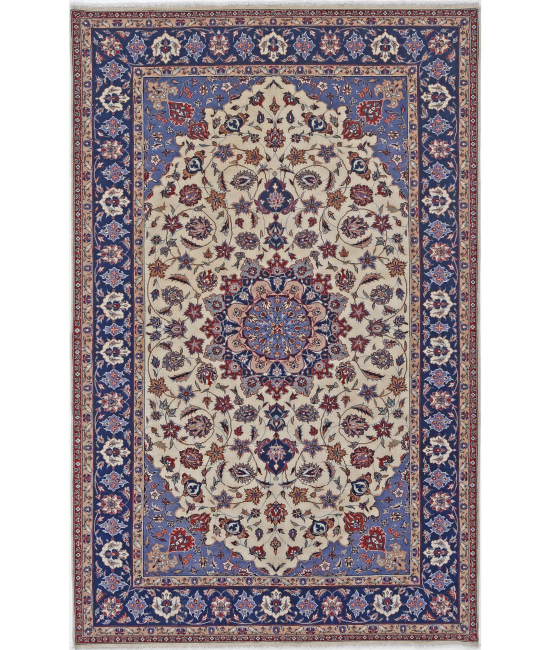 Hand Knotted Heritage Persian Style Wool Rug - 5'0'' x 7'10'' 5' 0" X 7' 10" (152 X 239) / Ivory / Blue
