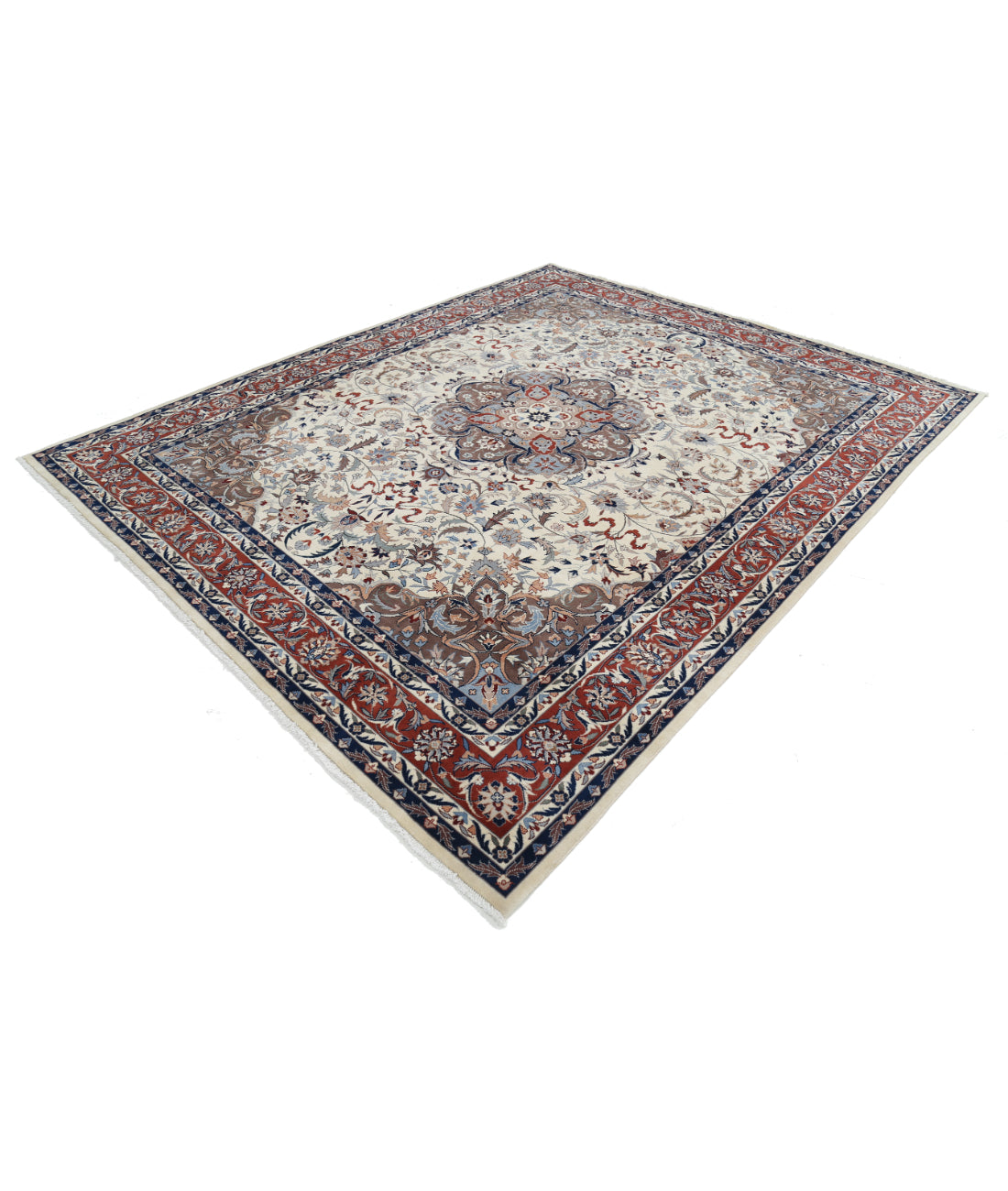 Hand Knotted Heritage Persian Style Wool Rug - 7'11'' x 9'10'' 7' 11" X 9' 10" (241 X 300) / Ivory / Rust