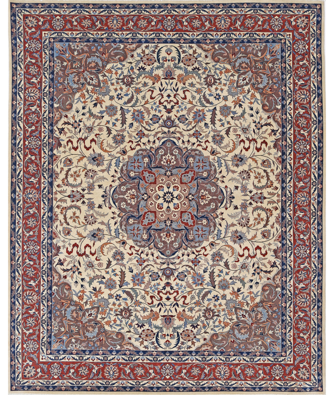 Hand Knotted Heritage Persian Style Wool Rug - 7&#39;11&#39;&#39; x 9&#39;10&#39;&#39; 7&#39; 11&quot; X 9&#39; 10&quot; (241 X 300) / Ivory / Rust