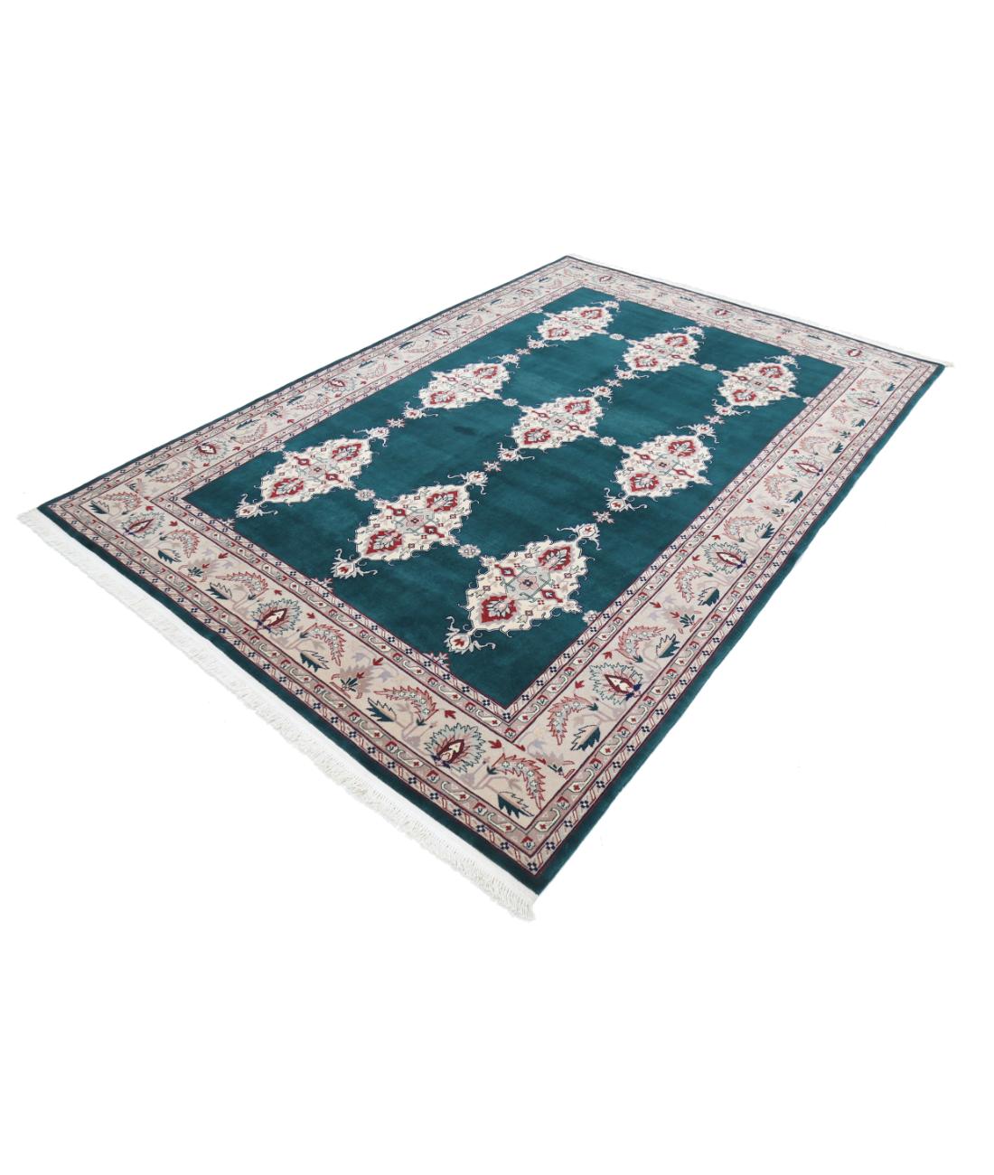 Hand Knotted Heritage Persian Style Wool Rug - 6'0'' x 8'11'' 6' 0" X 8' 11" (183 X 272) / Green / Ivory
