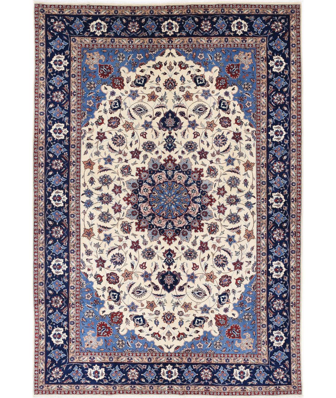 Hand Knotted Heritage Persian Style Wool Rug - 6'0'' x 9'0'' 6' 0" X 9' 0" (183 X 274) / Ivory / Blue