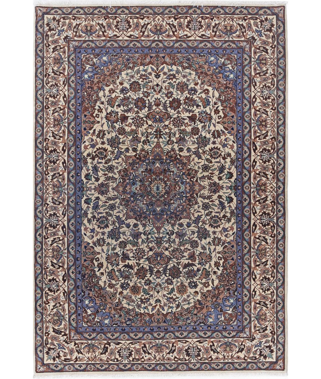 Hand Knotted Heritage Persian Style Wool Rug - 4'0'' x 5'11'' 4' 0" X 5' 11" (122 X 180) / Ivory / Taupe