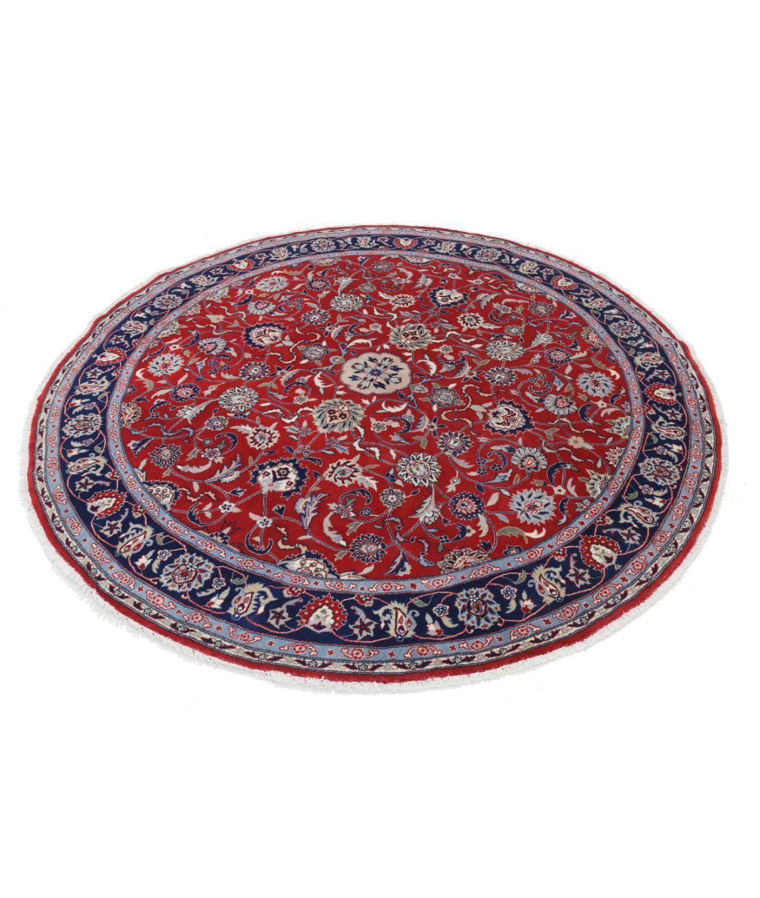 Hand Knotted Heritage Persian Style Wool Rug - 6'6'' x 6'8'' 6' 6" X 6' 8" (198 X 203) / Red / Blue