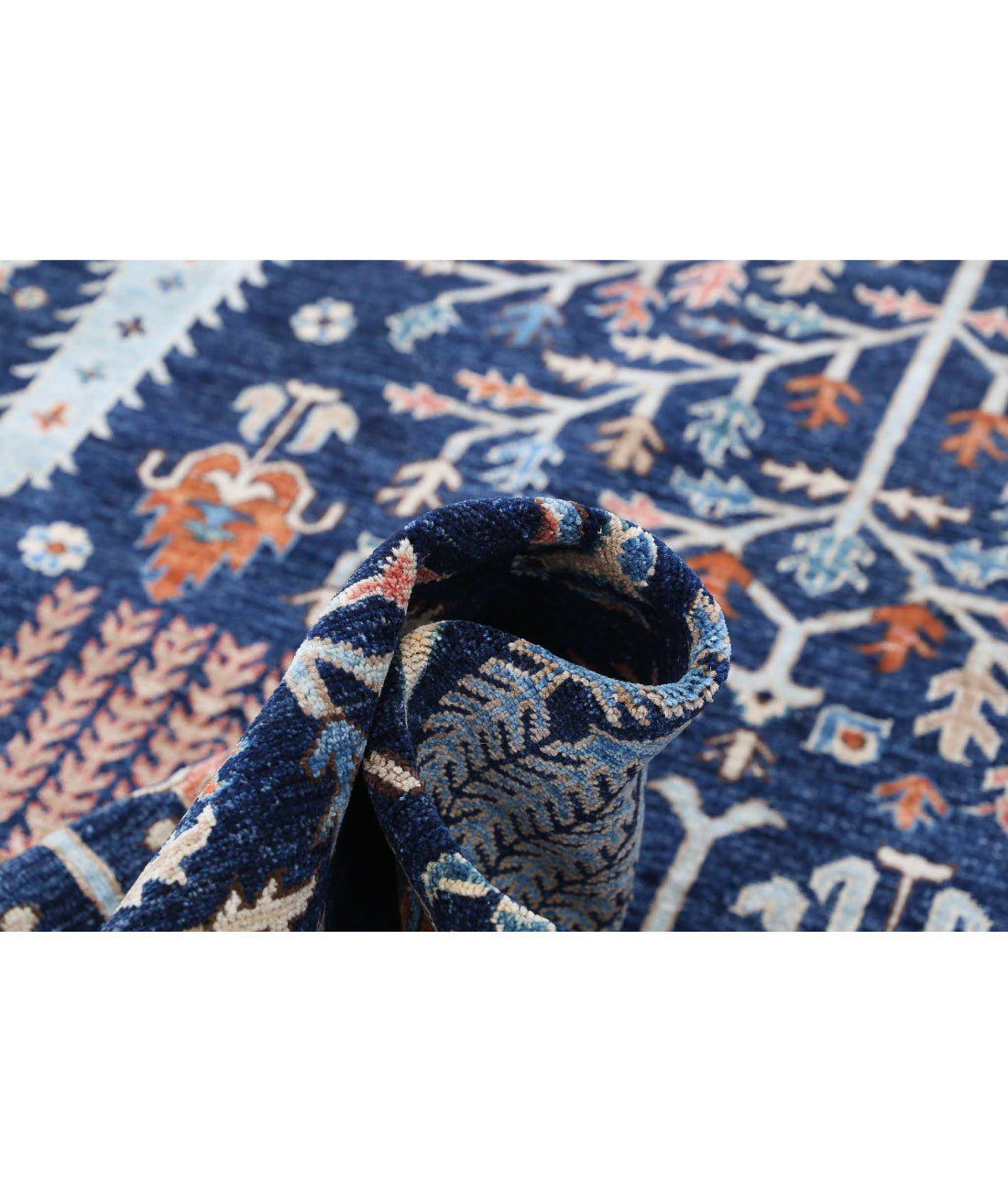 Hand Knotted Bakshaish Wool Rug - 6'2'' x 14'8'' 6'2'' x 14'8'' (185 X 440) / Blue / Ivory