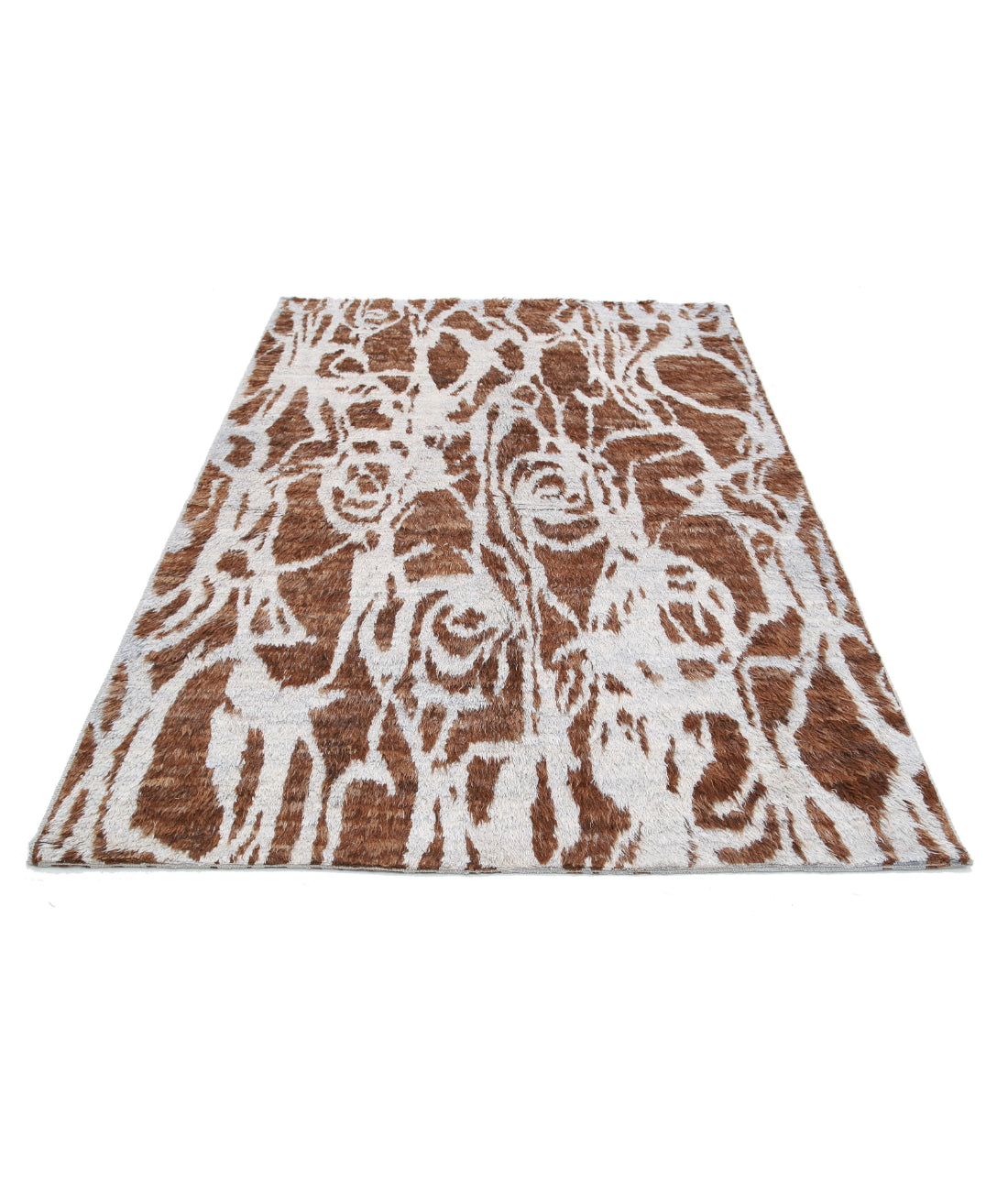 Hand Knotted Tribal Moroccan Wool Rug - 5'1'' x 7'3'' 5'1'' x 7'3'' (153 X 218) / Grey / Brown