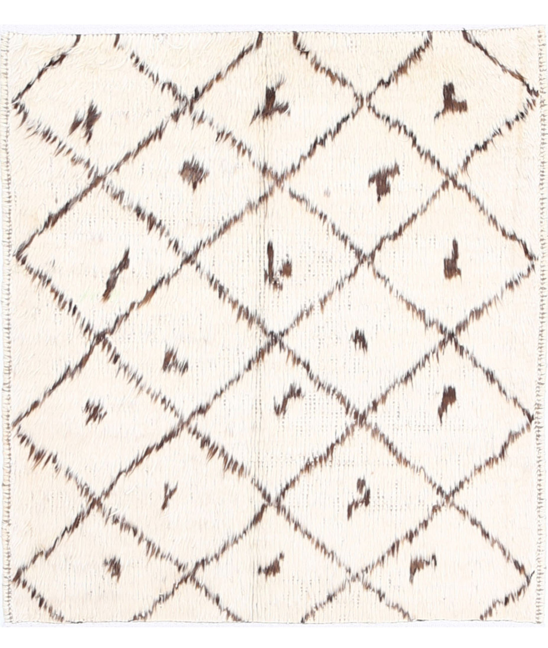Hand Knotted Tribal Moroccan Wool Rug - 2&#39;7&#39;&#39; x 2&#39;10&#39;&#39; 2&#39;7&#39;&#39; x 2&#39;10&#39;&#39; (78 X 85) / Ivory / Taupe