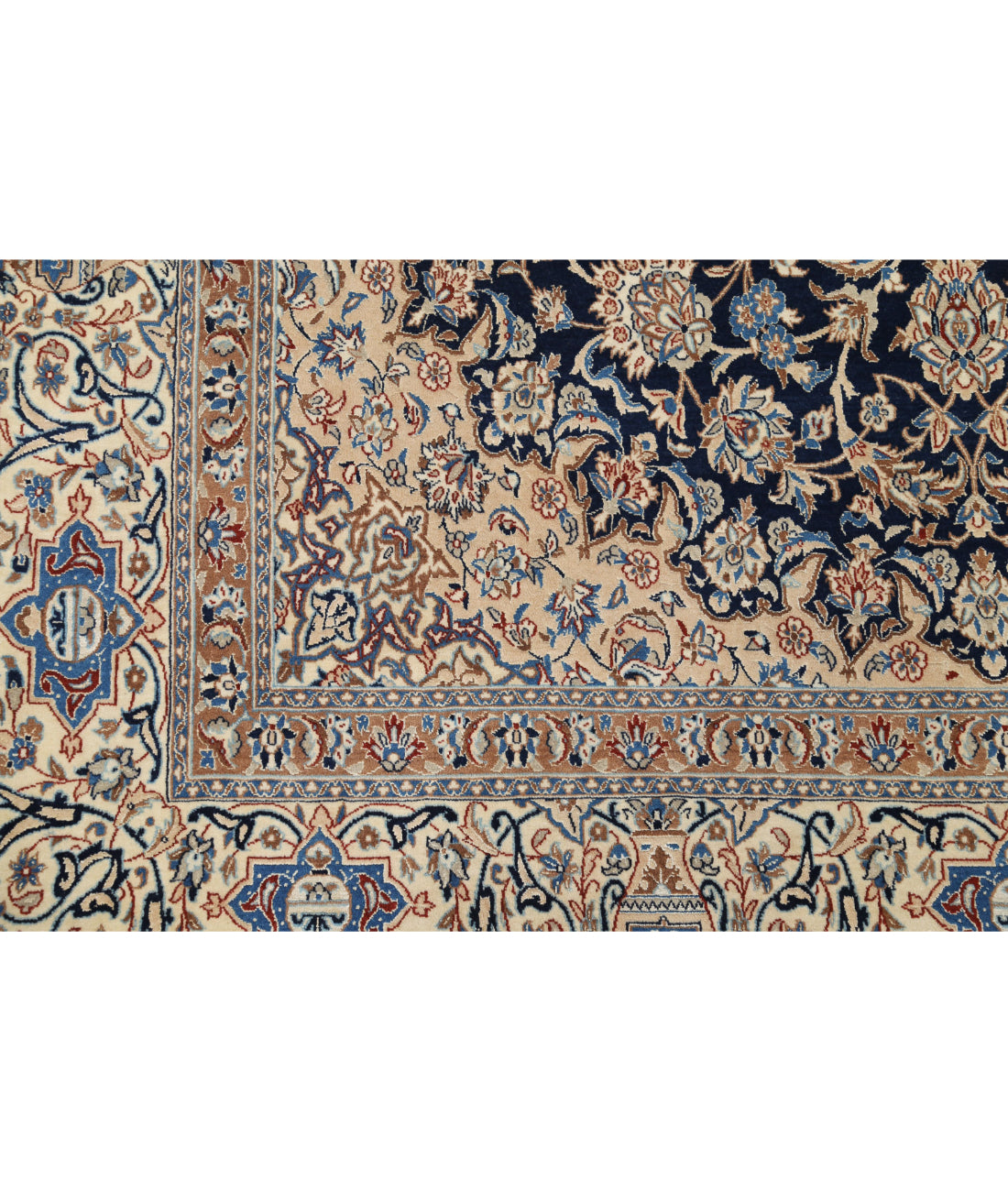 Hand Knotted Masterpiece Persian Nain Wool & Silk Rug - 5'11'' x 9'9'' 5'11'' x 9'9'' (178 X 293) / Blue / Ivory