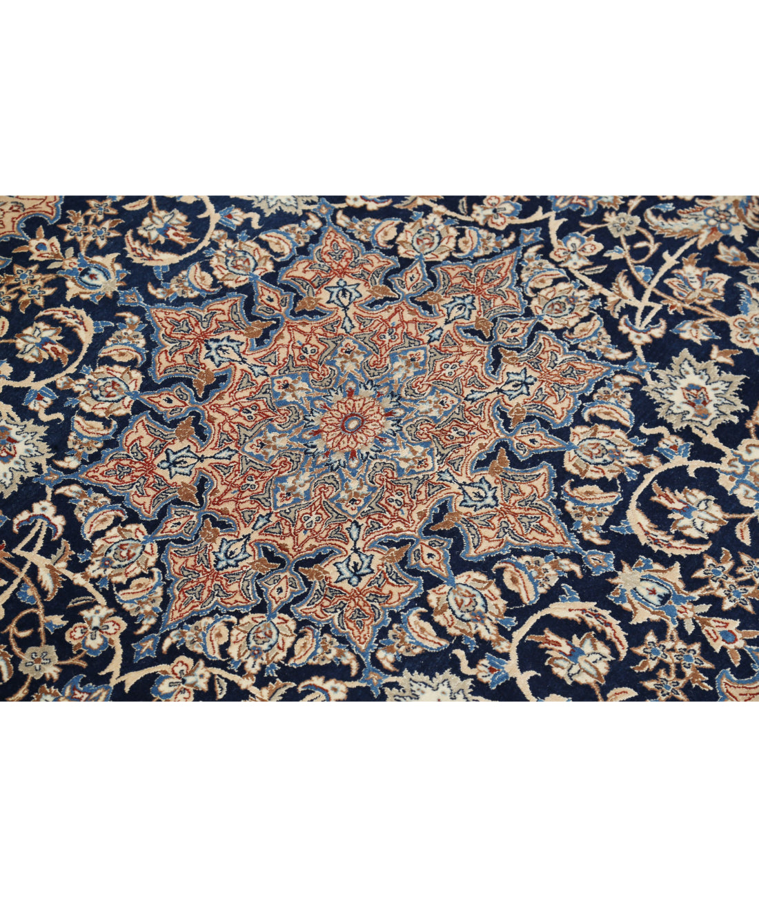 Hand Knotted Masterpiece Persian Nain Wool & Silk Rug - 5'11'' x 9'9'' 5'11'' x 9'9'' (178 X 293) / Blue / Ivory