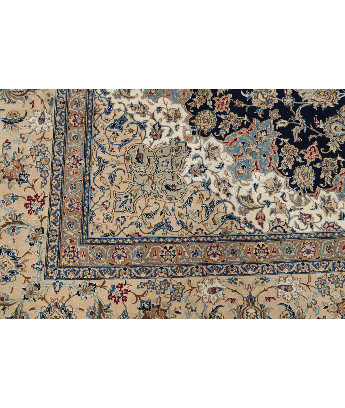 Hand Knotted Masterpiece Nain Wool & Silk Rug - 10'6'' x 16'2'' 10'6'' x 16'2'' (315 X 485) / Blue / Beige