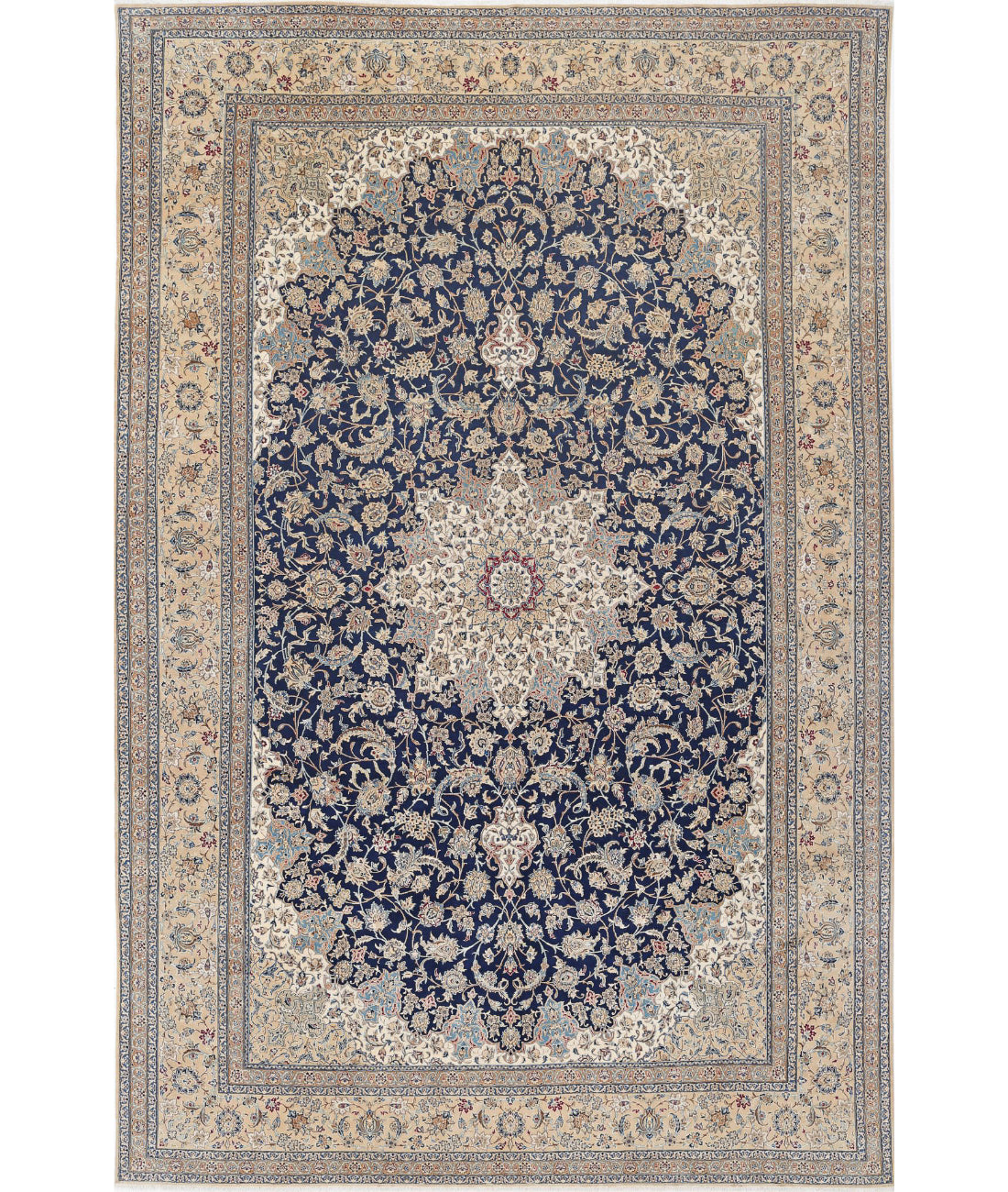 Hand Knotted Masterpiece Nain Wool &amp; Silk Rug - 10&#39;6&#39;&#39; x 16&#39;2&#39;&#39; 10&#39;6&#39;&#39; x 16&#39;2&#39;&#39; (315 X 485) / Blue / Beige