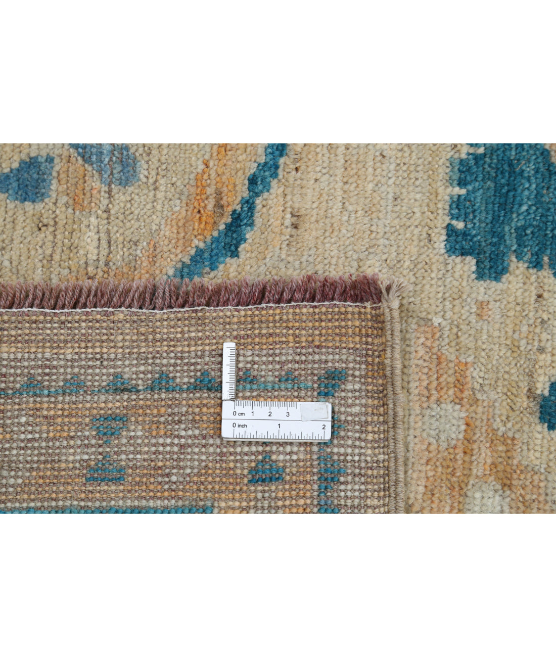Hand Knotted Oushak Wool Rug - 8'9'' x 11'7'' 8'9'' x 11'7'' (263 X 348) / Beige / Blue