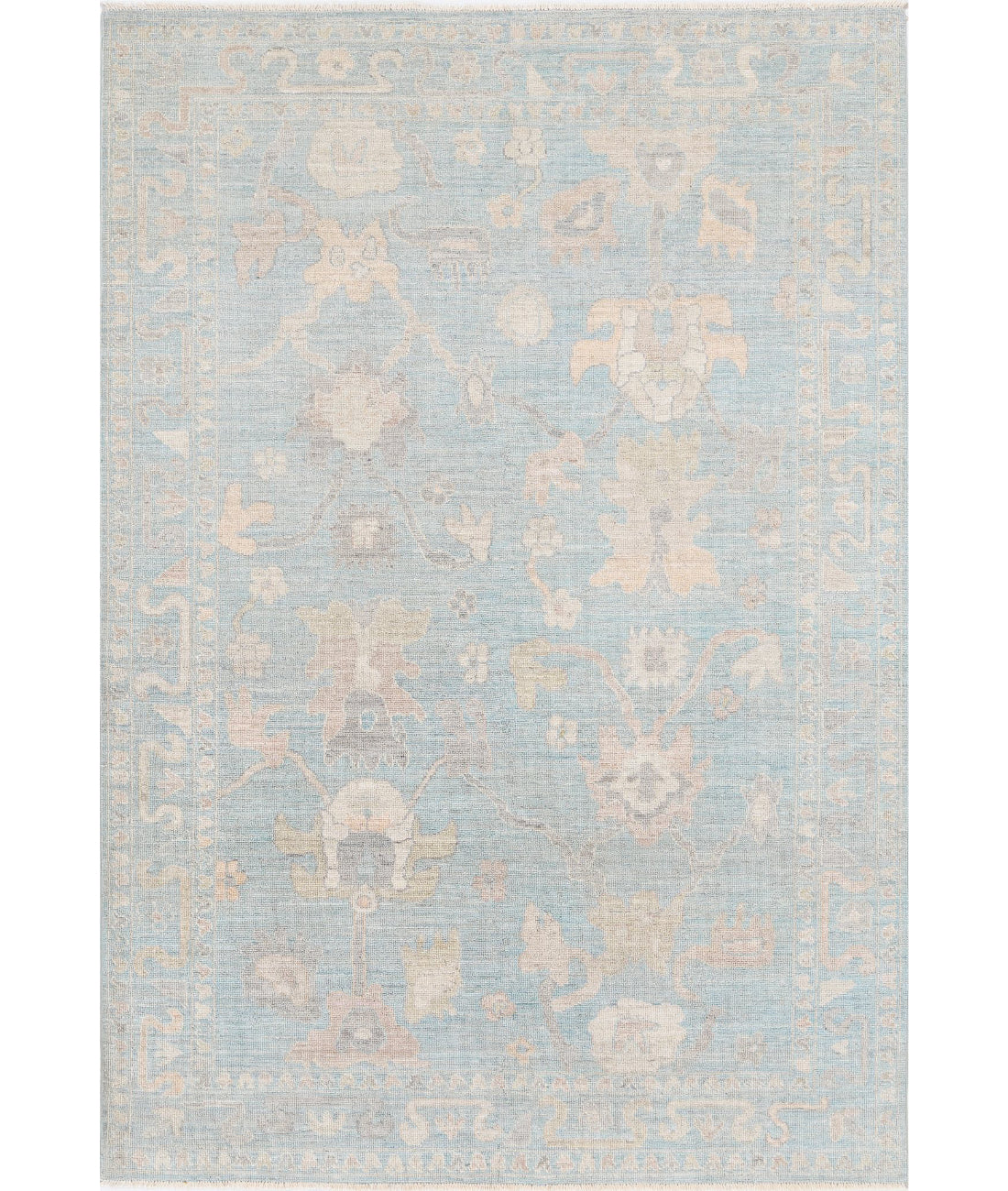 Hand Knotted Oushak Wool Rug - 6&#39;0&#39;&#39; x 8&#39;10&#39;&#39; 6&#39;0&#39;&#39; x 8&#39;10&#39;&#39; (180 X 265) / Green / Ivory