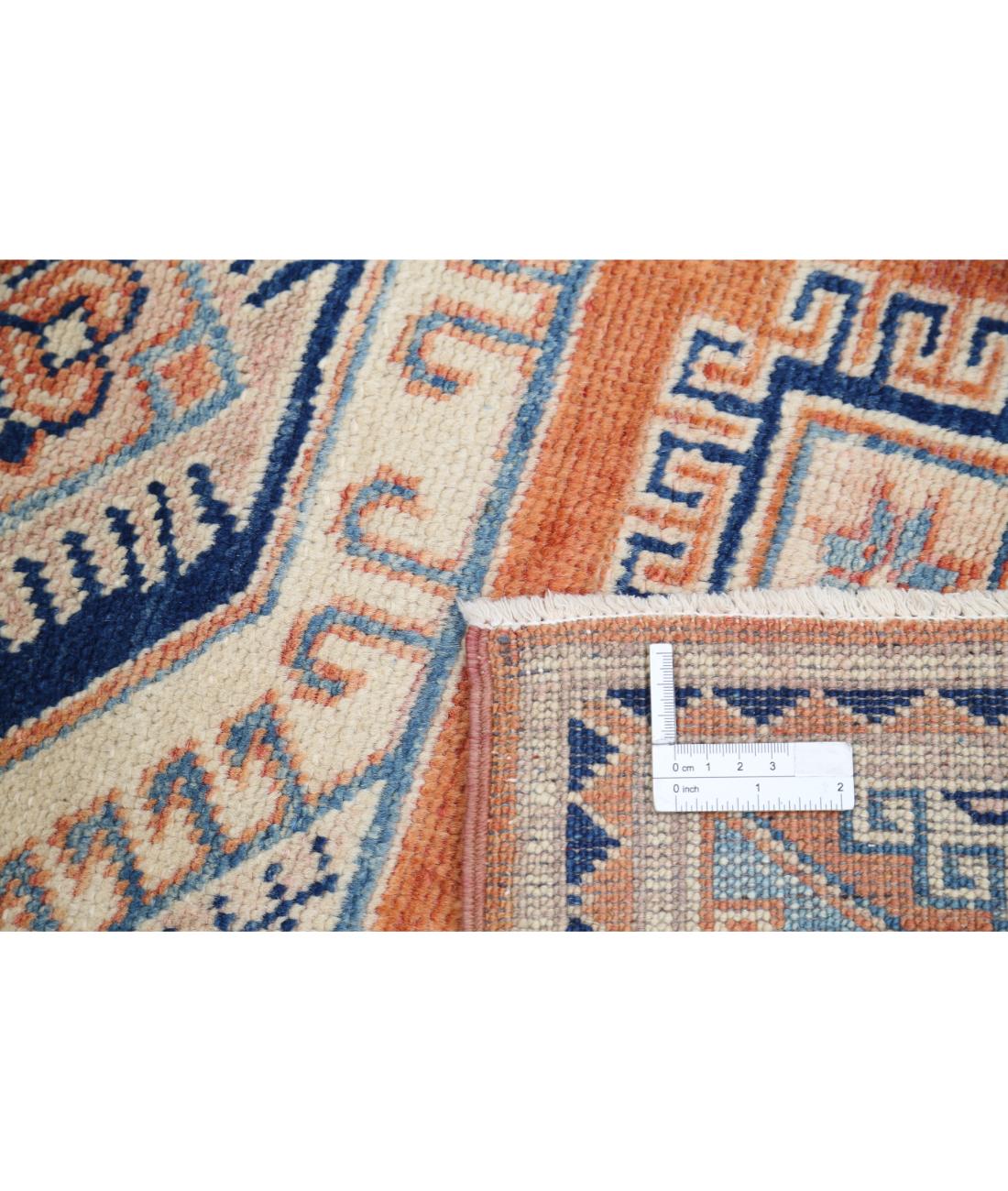 Hand Knotted Tribal Kazak Wool Rug - 3'0'' x 4'11'' 3' 0" X 4' 11" (91 X 150) / Orange / Ivory