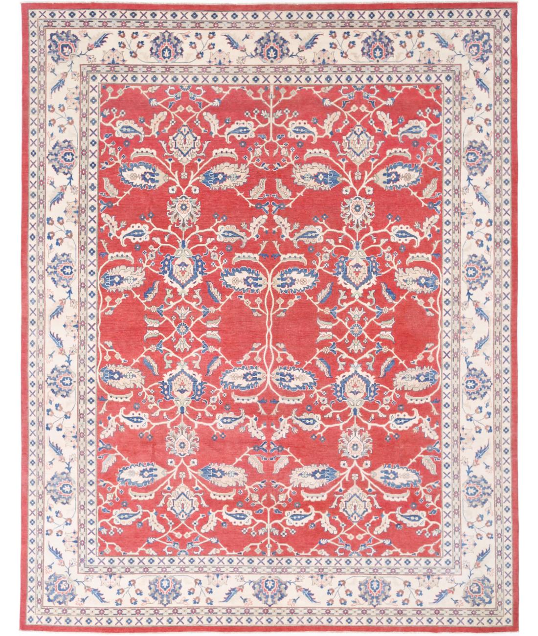 Hand Knotted Tribal Kazak Wool Rug - 12&#39;1&#39;&#39; x 15&#39;3&#39;&#39; 12&#39; 1&quot; X 15&#39; 3&quot; (368 X 465) / Red / Ivory
