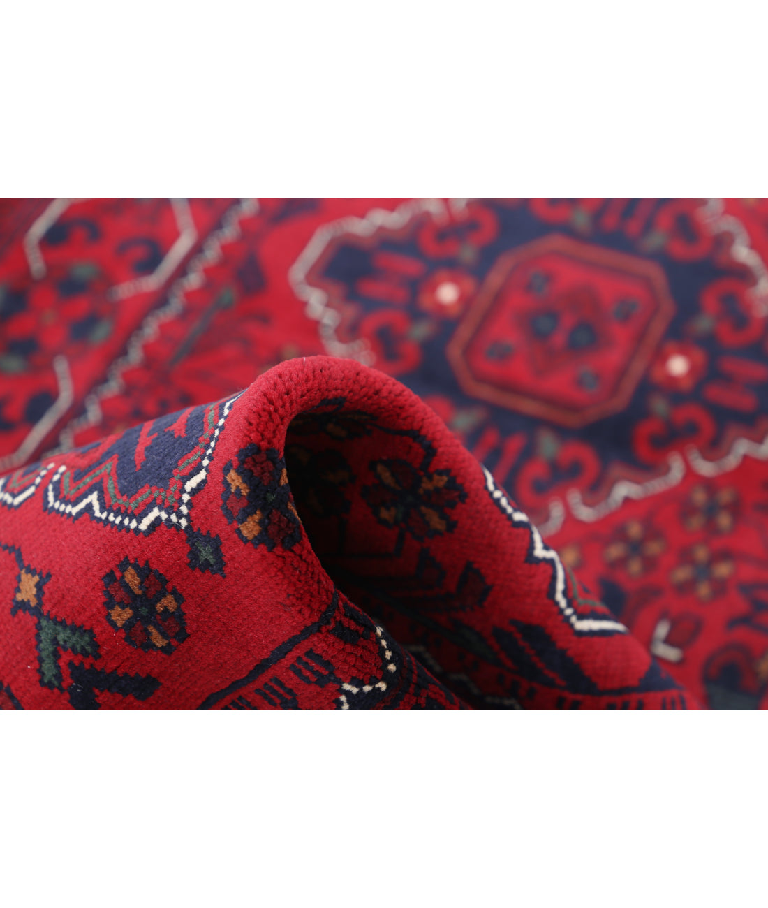 Hand Knotted Afghan Khamyab Wool Rug - 2'8'' x 9'3'' 2'8'' x 9'3'' (80 X 278) / Red / Black