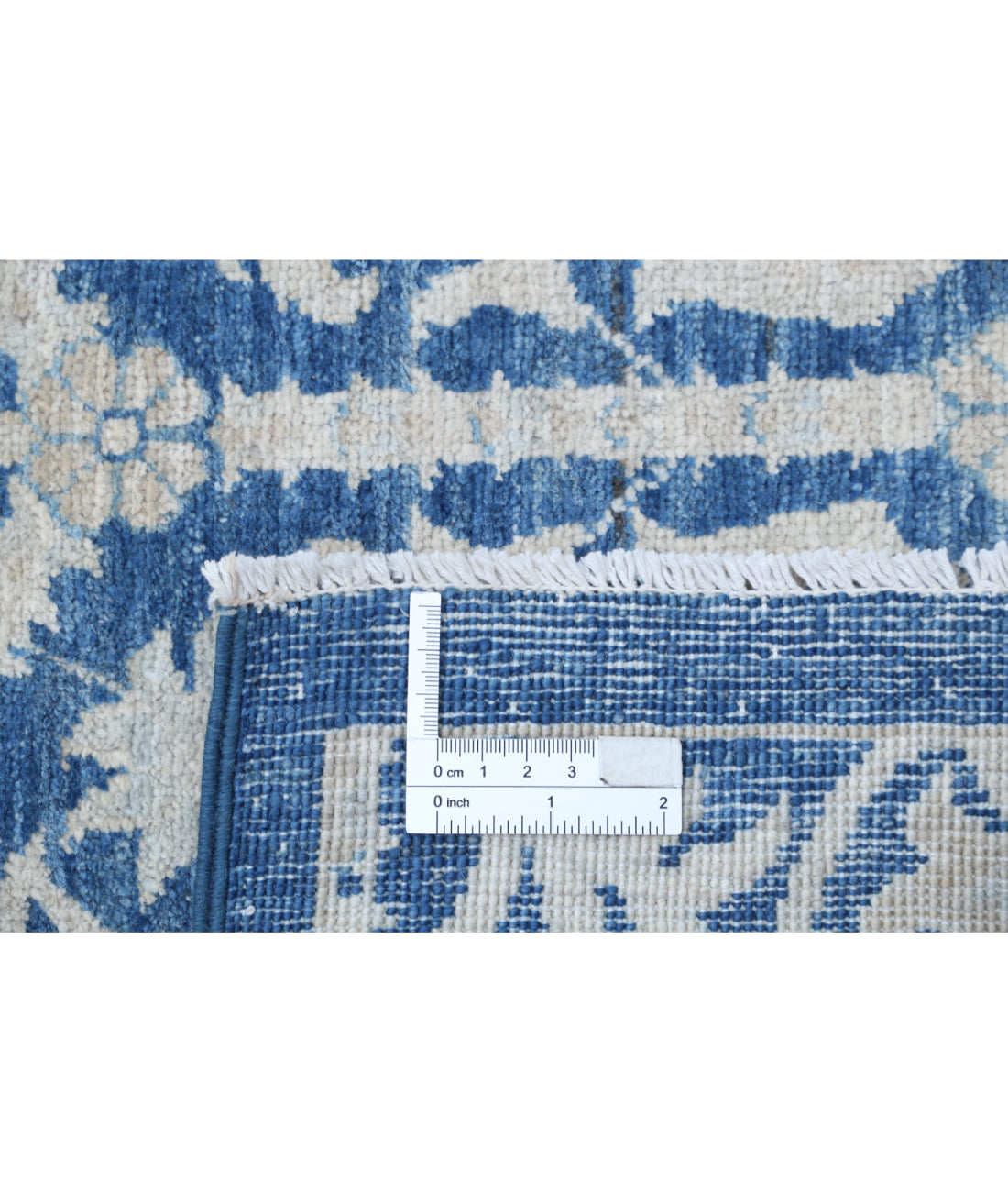 Hand Knotted Art & Craft Wool Rug - 8'0'' x 9'9'' 8'0'' x 9'9'' (240 X 293) / Blue / Ivory