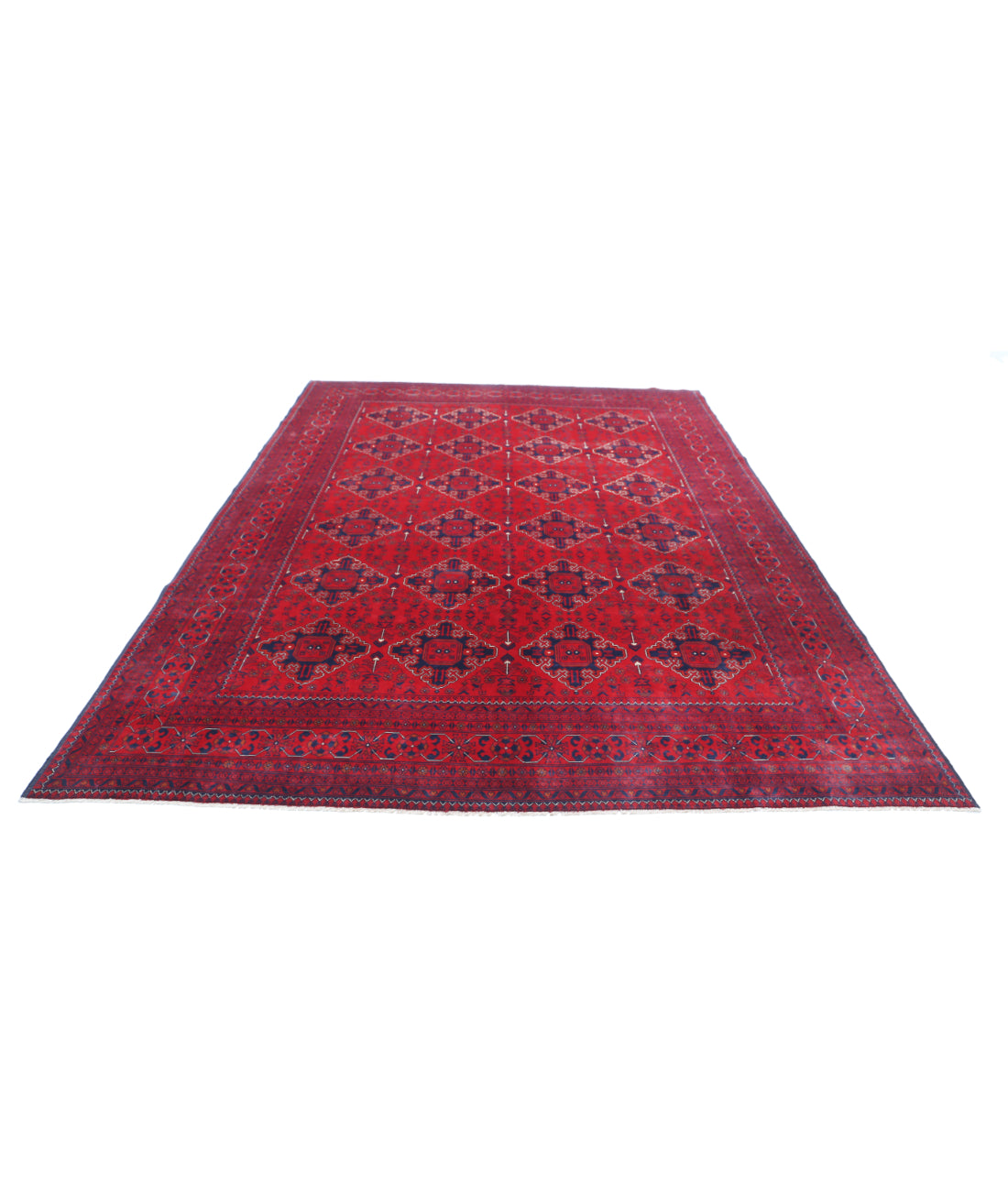 Hand Knotted Afghan Khamyab Wool Rug - 8'0'' x 11'3'' 8'0'' x 11'3'' (240 X 338) / Red / Black