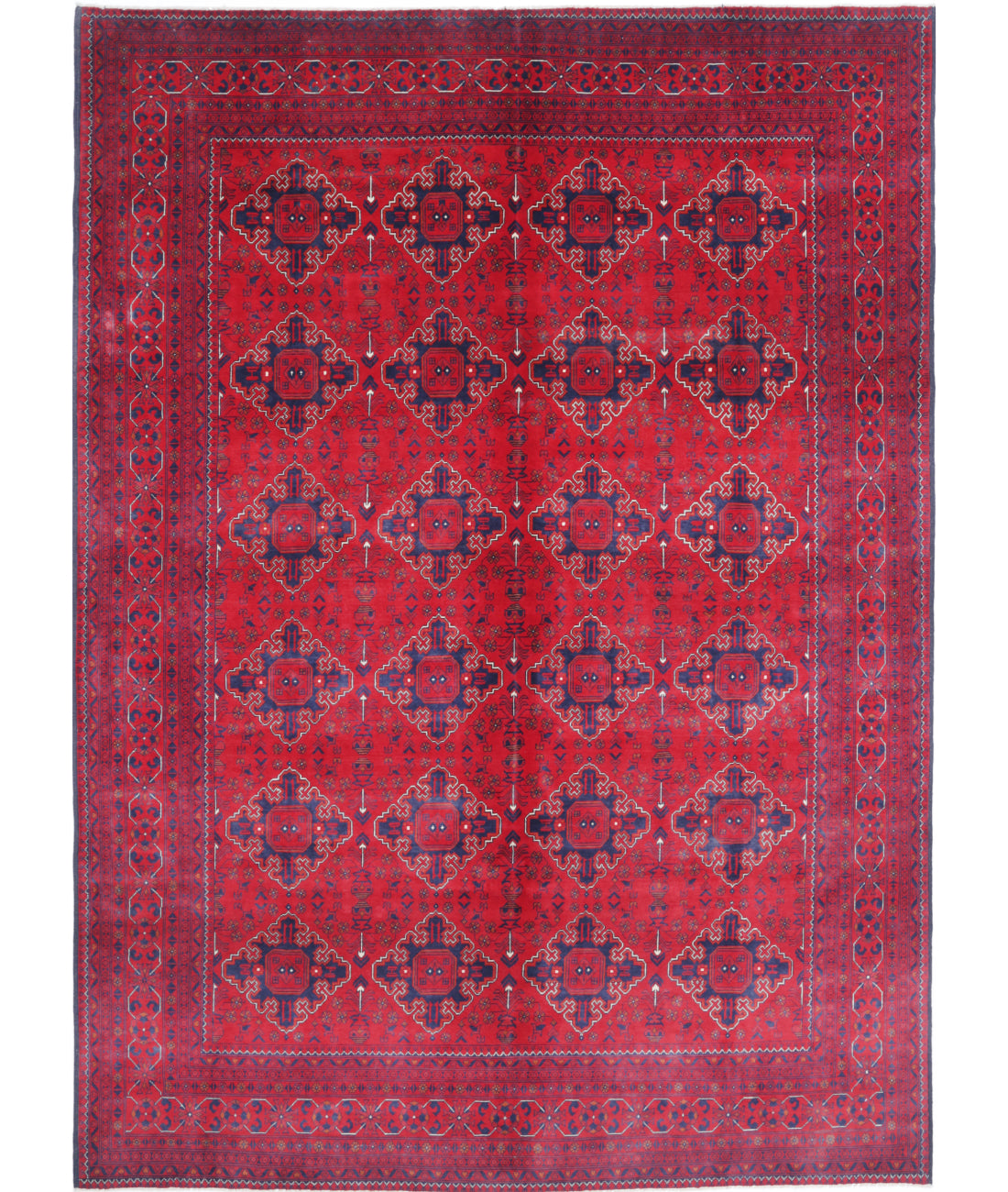 Hand Knotted Afghan Khamyab Wool Rug - 8&#39;0&#39;&#39; x 11&#39;3&#39;&#39; 8&#39;0&#39;&#39; x 11&#39;3&#39;&#39; (240 X 338) / Red / Black