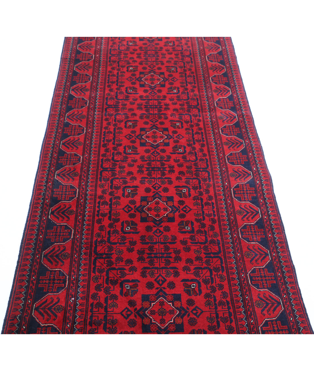 Hand Knotted Afghan Khamyab Wool Rug - 3'0'' x 9'10'' 3'0'' x 9'10'' (90 X 295) / Red / Red