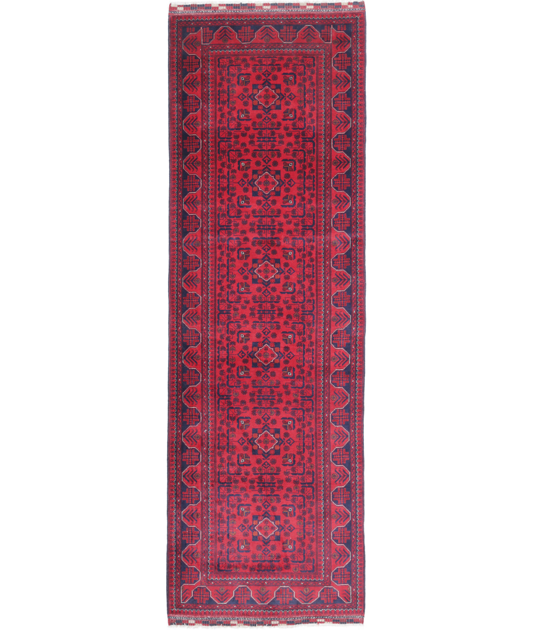 Hand Knotted Afghan Khamyab Wool Rug - 3&#39;0&#39;&#39; x 9&#39;10&#39;&#39; 3&#39;0&#39;&#39; x 9&#39;10&#39;&#39; (90 X 295) / Red / Red