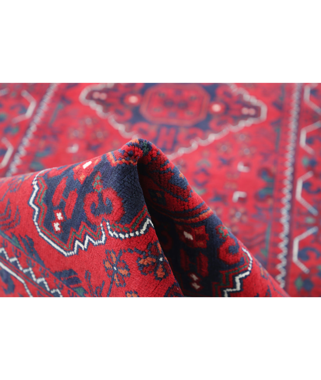Hand Knotted Afghan Khamyab Wool Rug - 2'6'' x 9'0'' 2'6'' x 9'0'' (75 X 270) / Red / Red