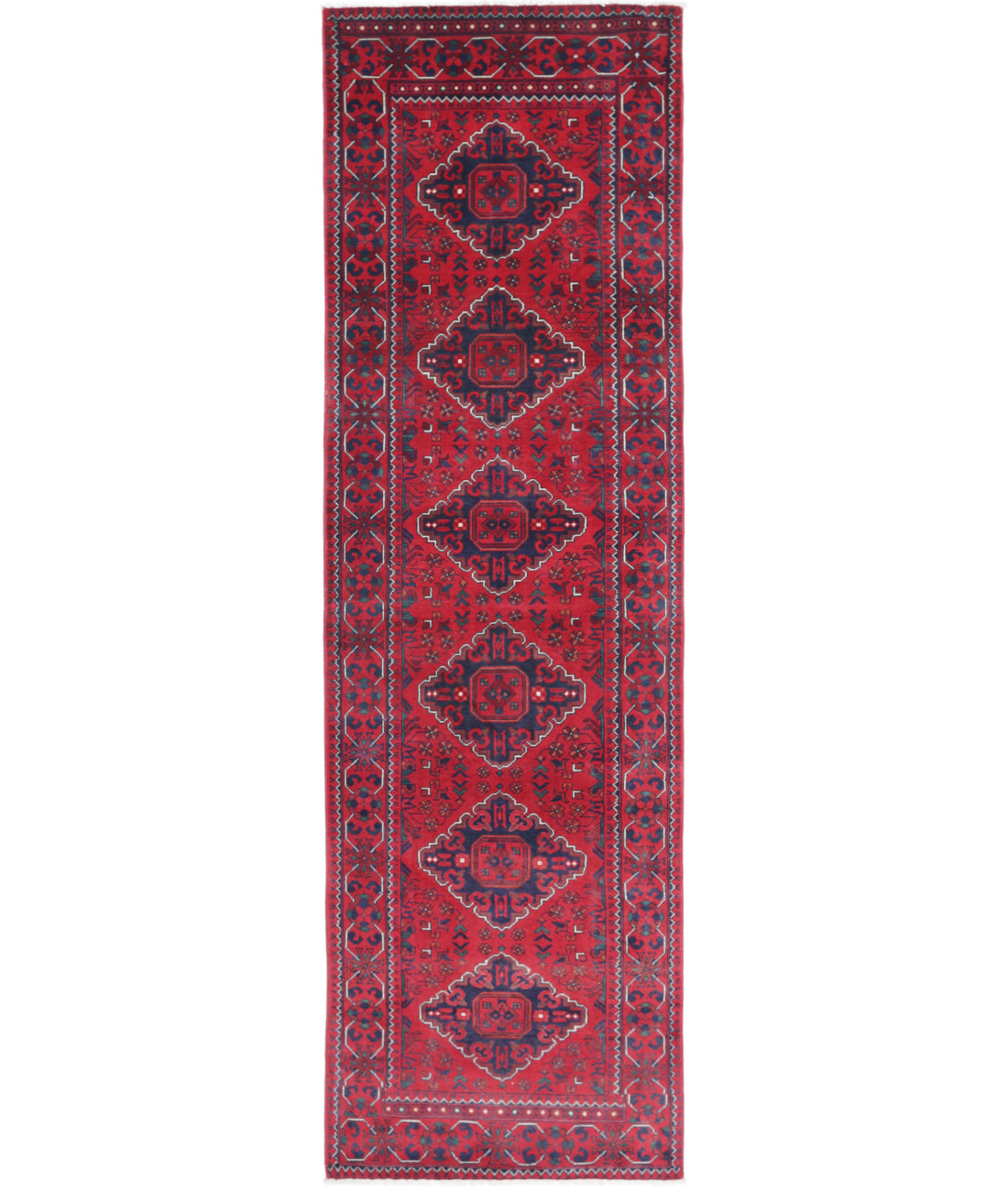 Hand Knotted Afghan Khamyab Wool Rug - 2&#39;6&#39;&#39; x 9&#39;0&#39;&#39; 2&#39;6&#39;&#39; x 9&#39;0&#39;&#39; (75 X 270) / Red / Red