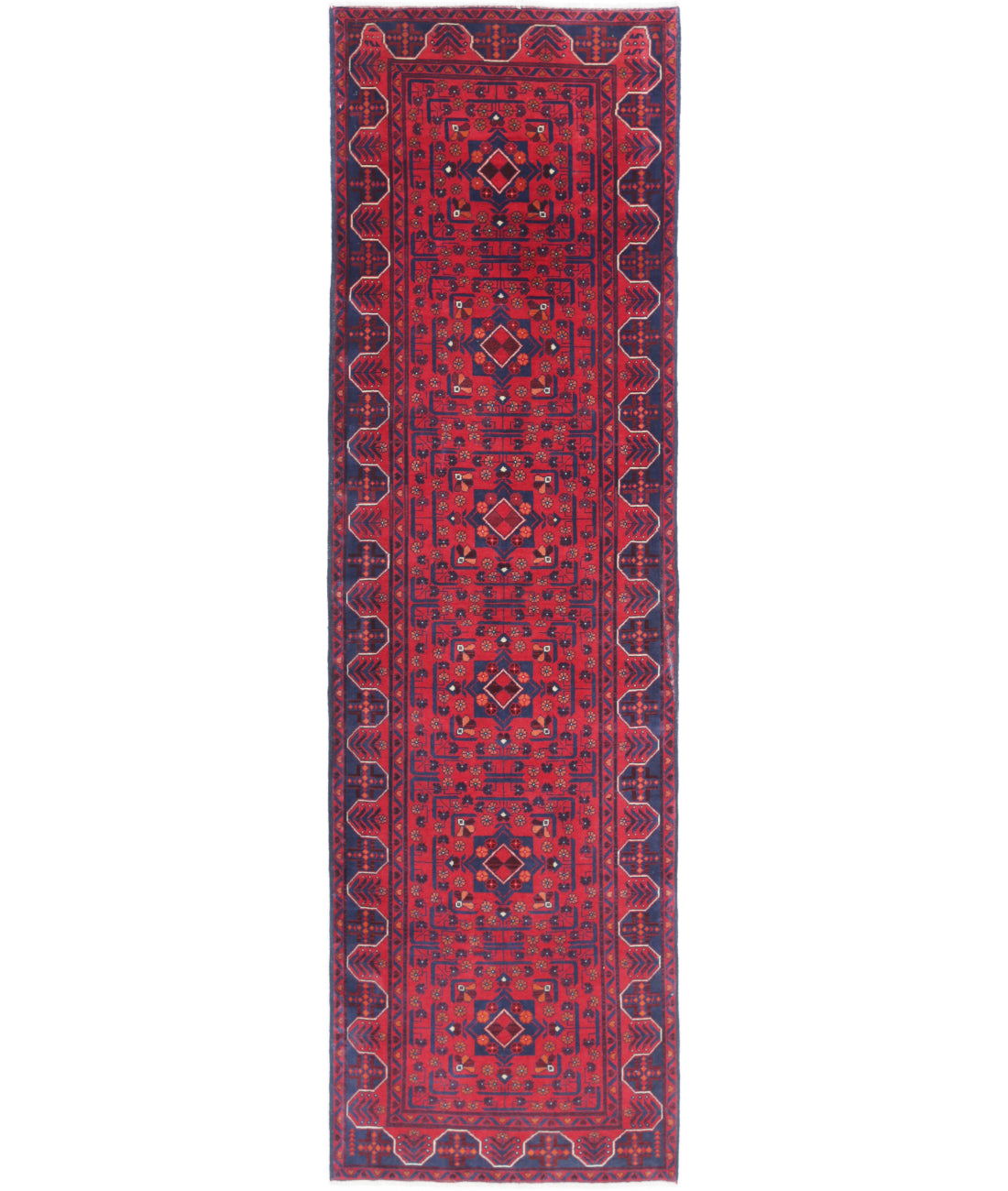 Hand Knotted Afghan Khamyab Wool Rug - 2&#39;8&#39;&#39; x 9&#39;6&#39;&#39; 2&#39;8&#39;&#39; x 9&#39;6&#39;&#39; (80 X 285) / Red / Red