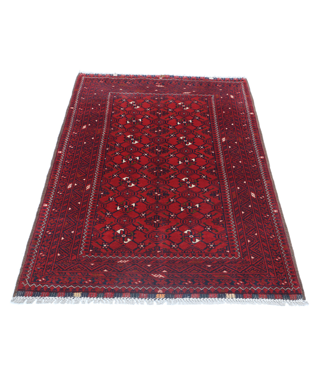 Hand Knotted Afghan Khamyab Wool Rug - 3'1'' x 4'9'' 3'1'' x 4'9'' (93 X 143) / Red / Red