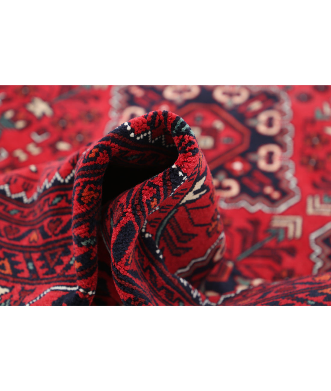 Hand Knotted Afghan Khamyab Wool Rug - 6'6'' x 9'6'' 6'6'' x 9'6'' (195 X 285) / Red / Red