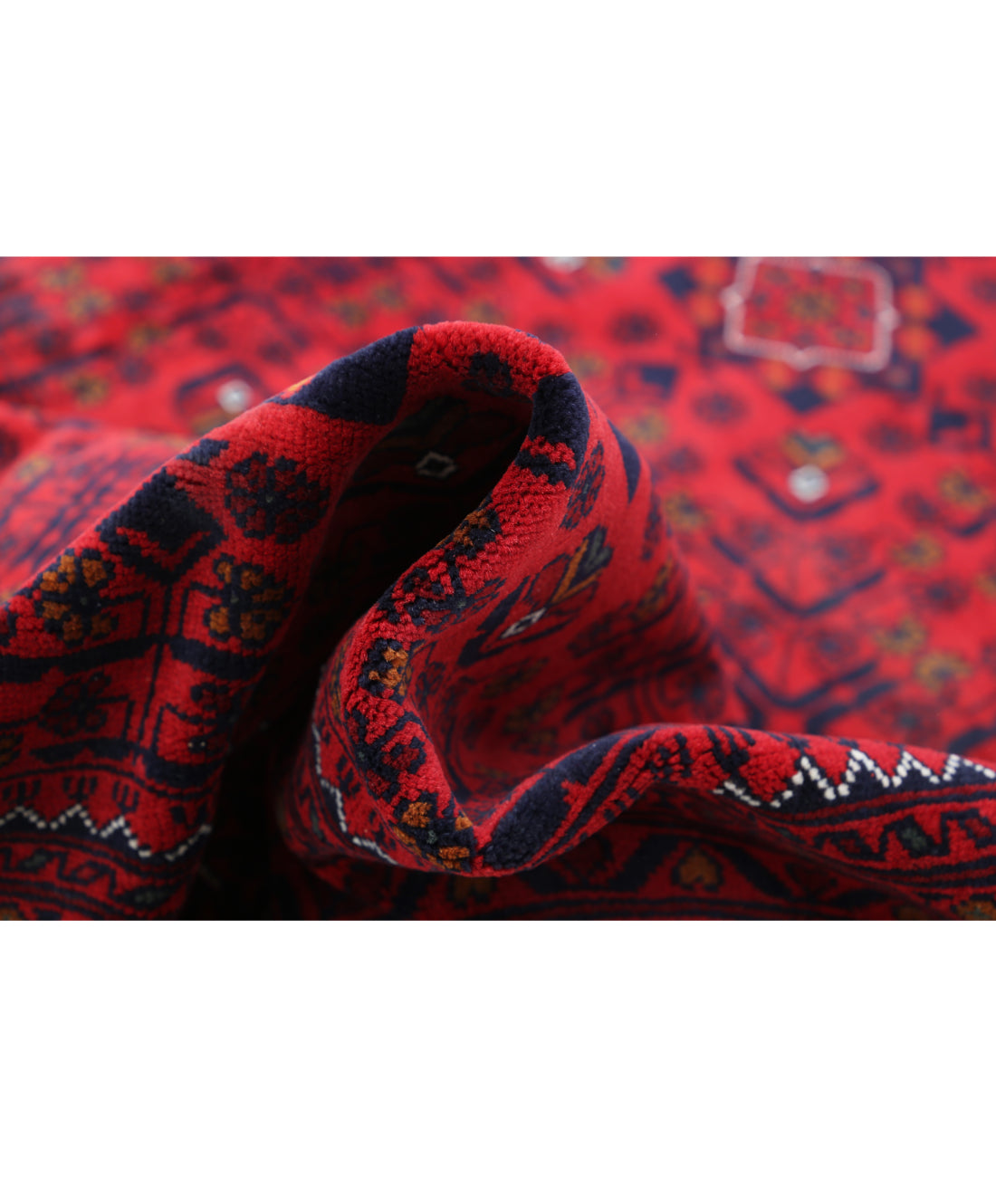 Hand Knotted Afghan Khamyab Wool Rug - 8'4'' x 11'3'' 8'4'' x 11'3'' (250 X 338) / Red / Blue