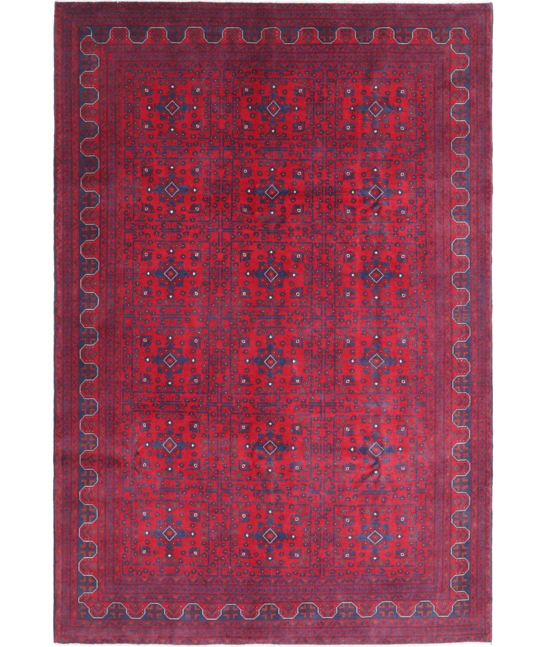 Hand Knotted Afghan Khamyab Wool Rug - 6&#39;7&#39;&#39; x 9&#39;8&#39;&#39; 6&#39;7&#39;&#39; x 9&#39;8&#39;&#39; (198 X 290) / Red / Blue