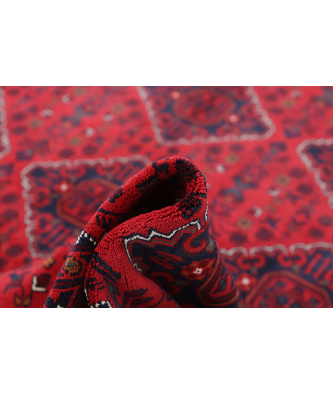 Hand Knotted Afghan Khamyab Wool Rug - 9'9'' x 13'3'' 9'9'' x 13'3'' (293 X 398) / Red / Black
