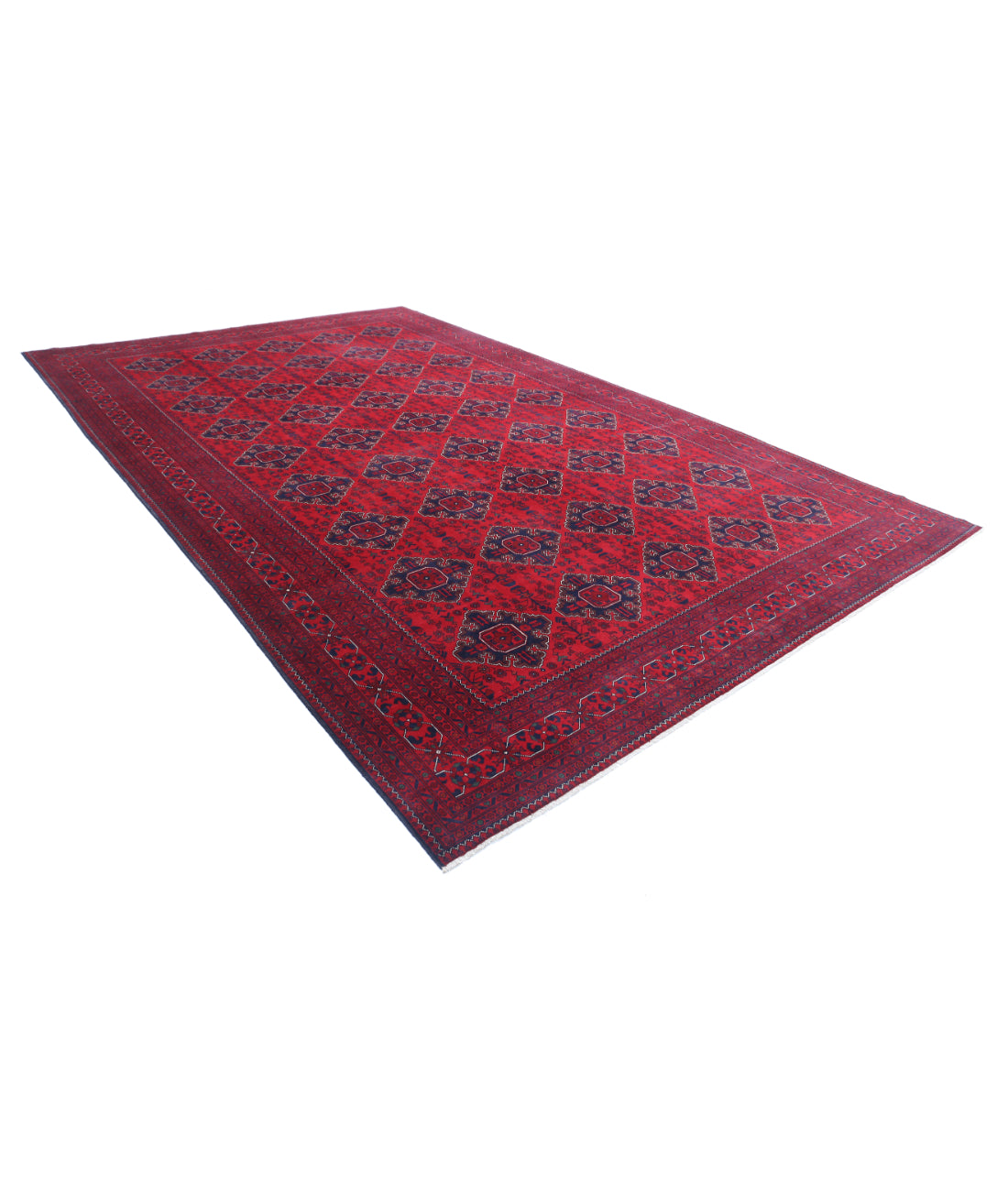 Hand Knotted Afghan Khamyab Wool Rug - 9'8'' x 15'6'' 9'8'' x 15'6'' (290 X 465) / Red / Ivory