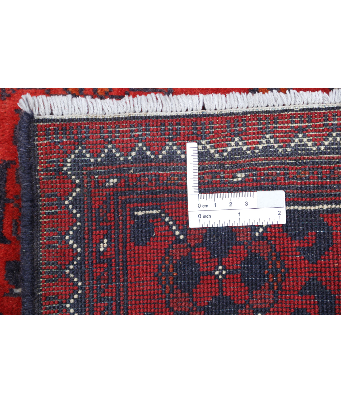 Hand Knotted Afghan Khamyab Wool Rug - 4'2'' x 16'0'' 4'2'' x 16'0'' (125 X 480) / Red / Blue