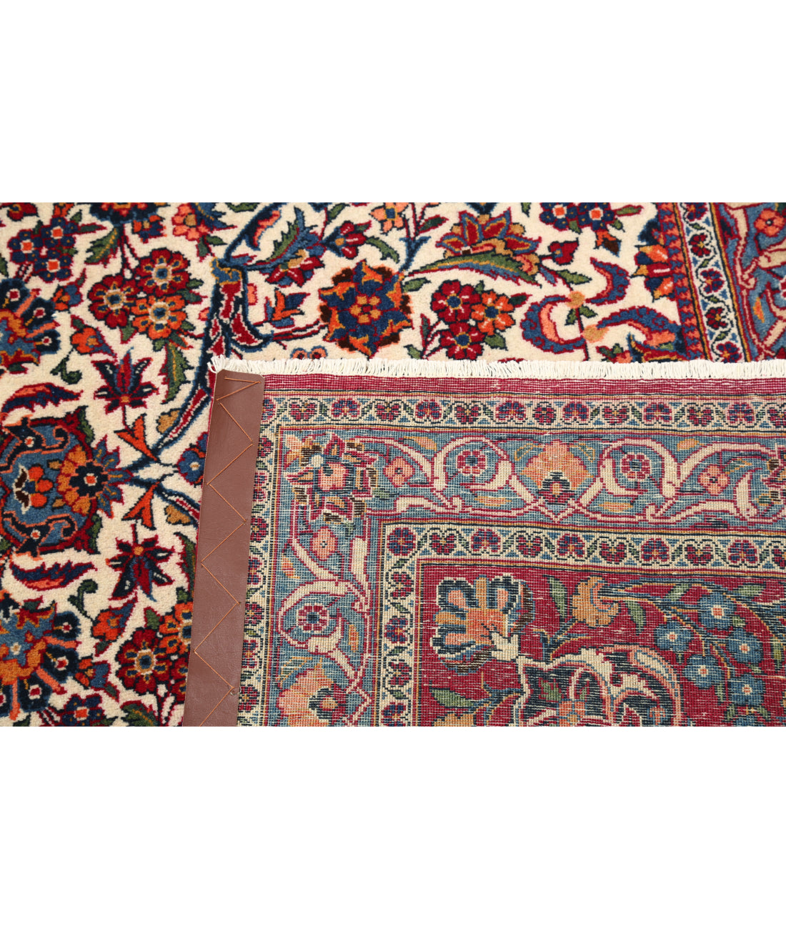 Hand Knotted Persian Kashan Fine Wool Rug - 10'3'' x 12'1'' 10'3'' x 12'1'' (308 X 363) / Ivory / Burgundy